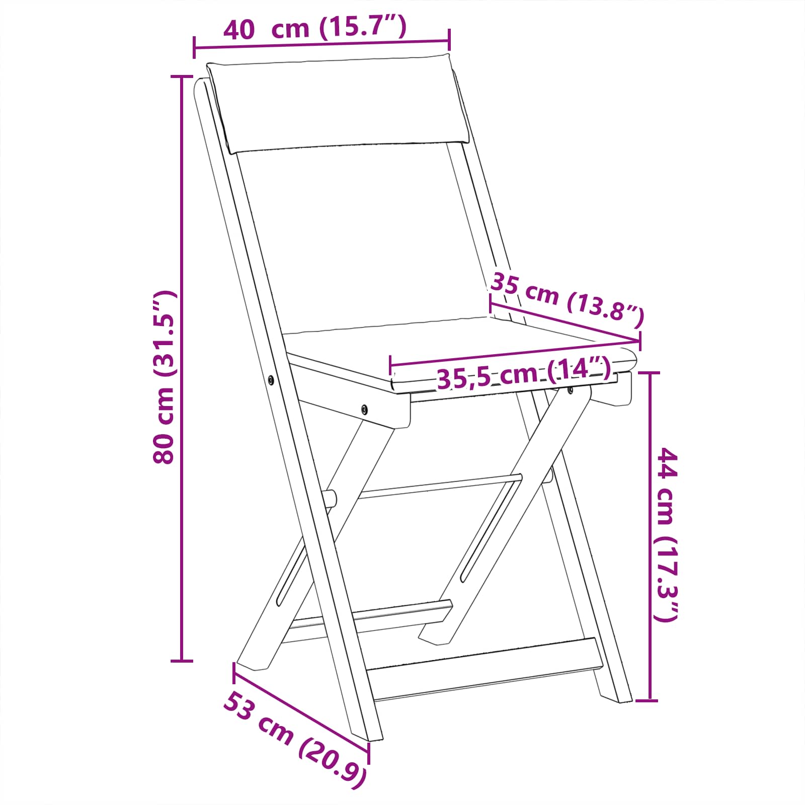 Vanjske bistro stolice 8 pcs Tamnosiva 40 x 53 x 80 cm