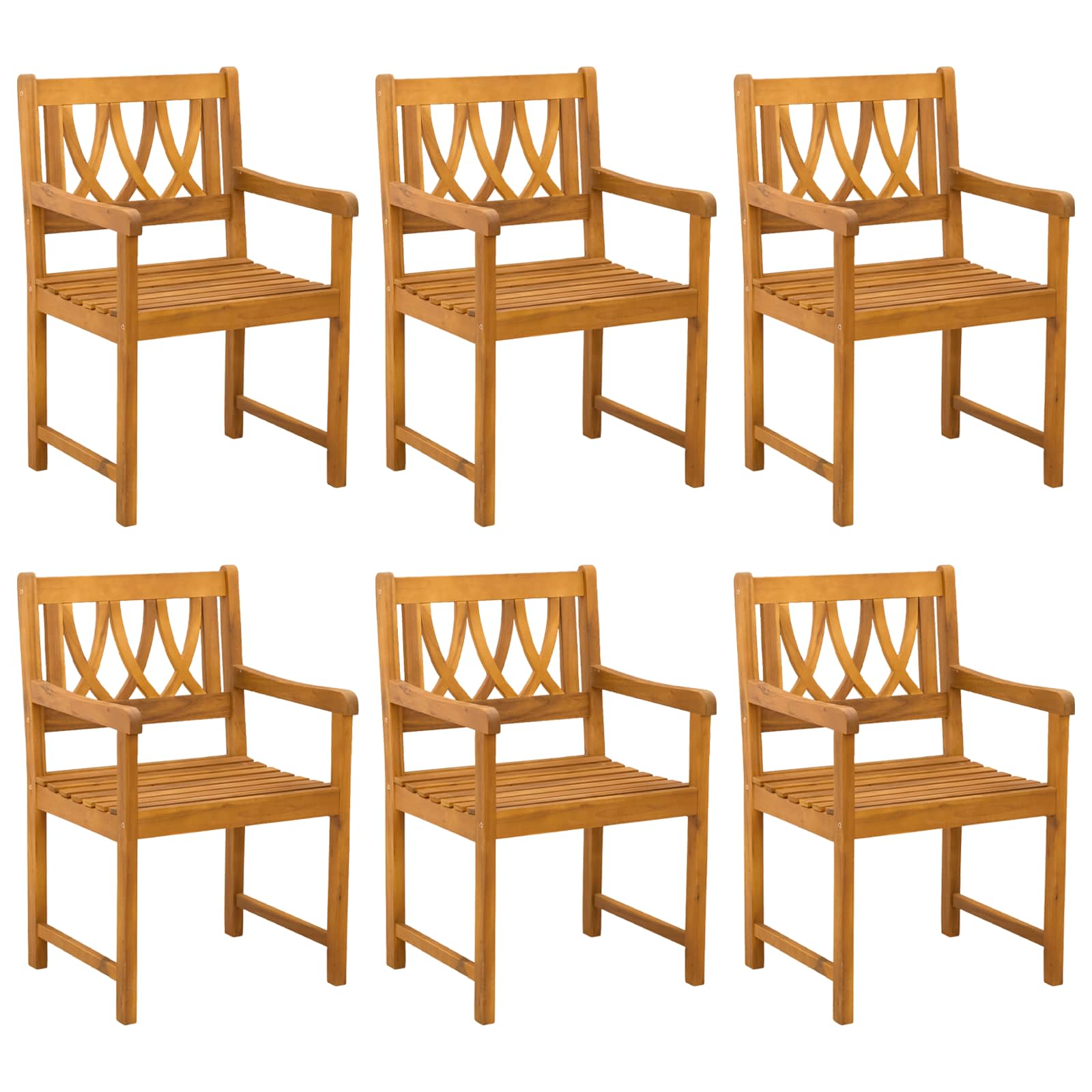 Vanjska klupa 6 pcs Prirodna 56 x 55,5 x 90 cm