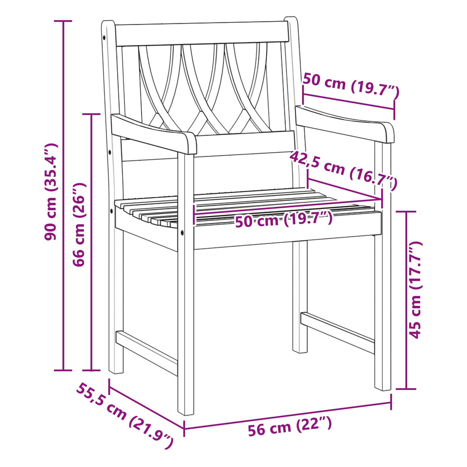 Vanjska klupa 6 pcs Prirodna 56 x 55,5 x 90 cm