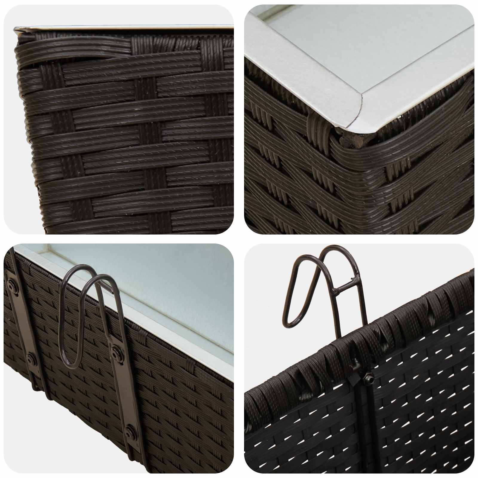 Ograda 2 pcs Crna 50 x 17 x 17 cm Metal