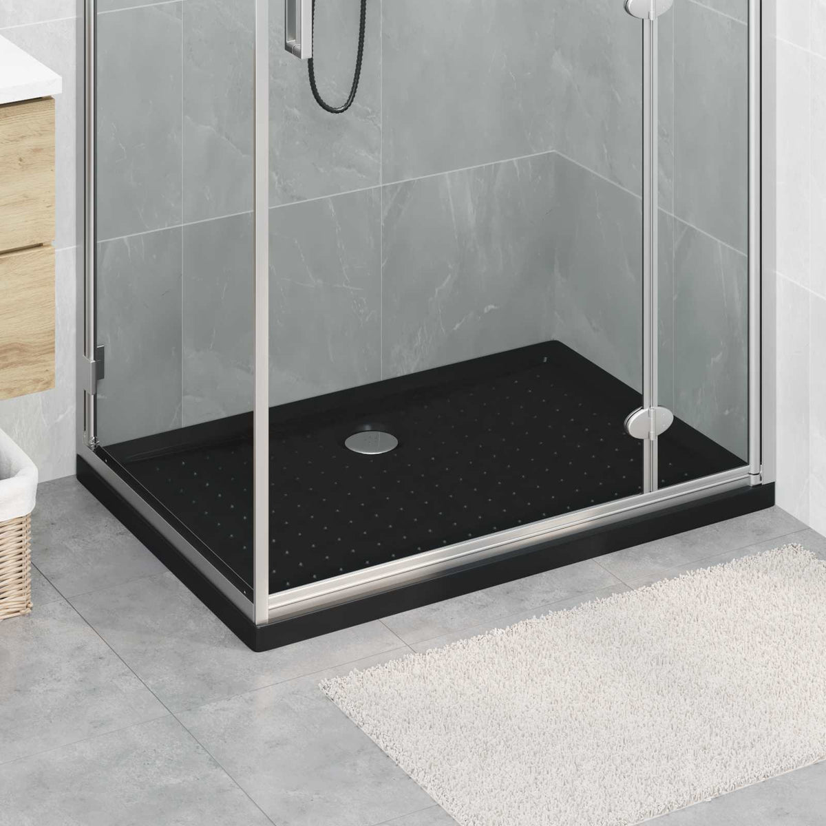 Podloga za tuš s točkicama 100 x 70 x 4 cm ABS Crna