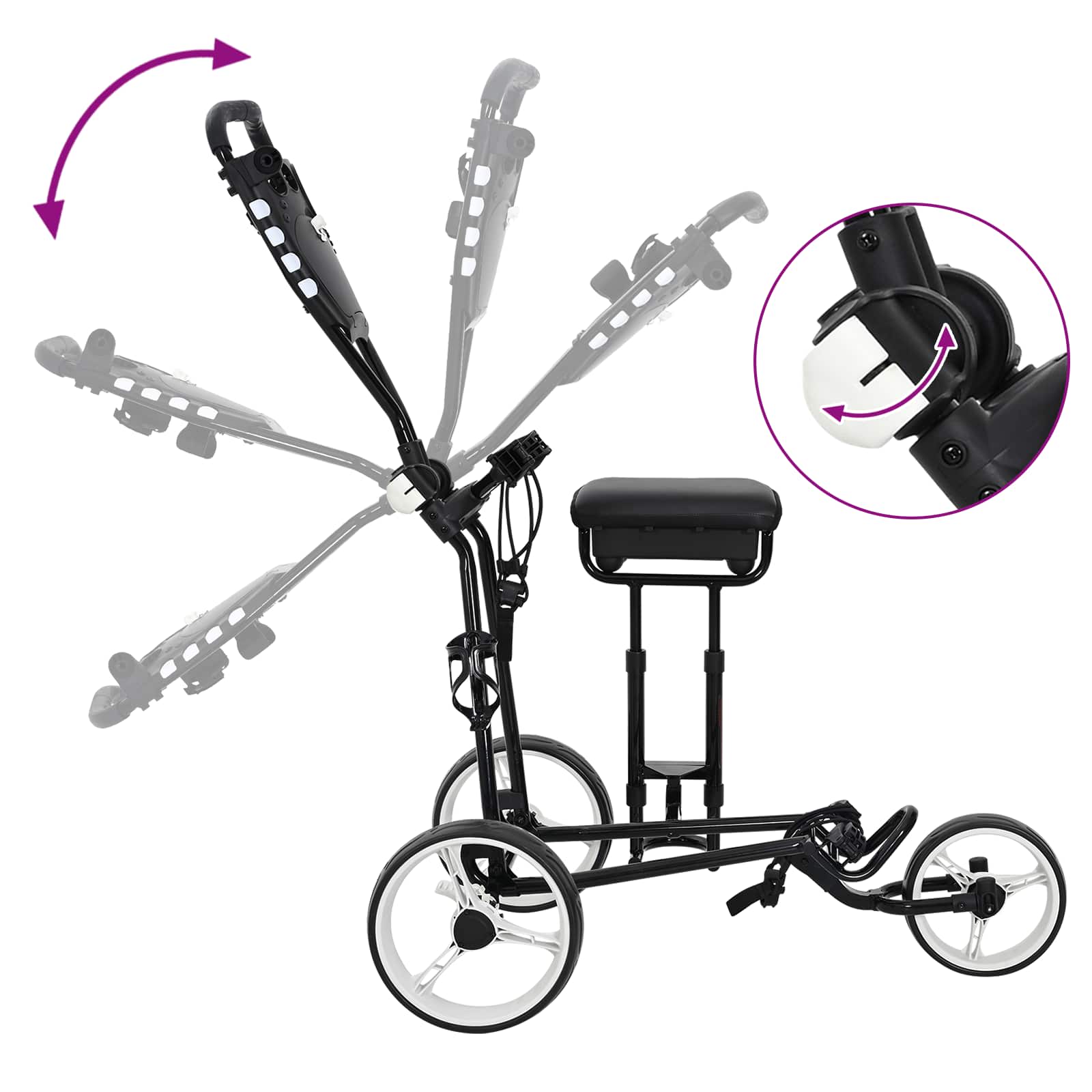 Golf Trolej s sjedištem Crna i bijela 100 x 60 x 130 cm Željezo