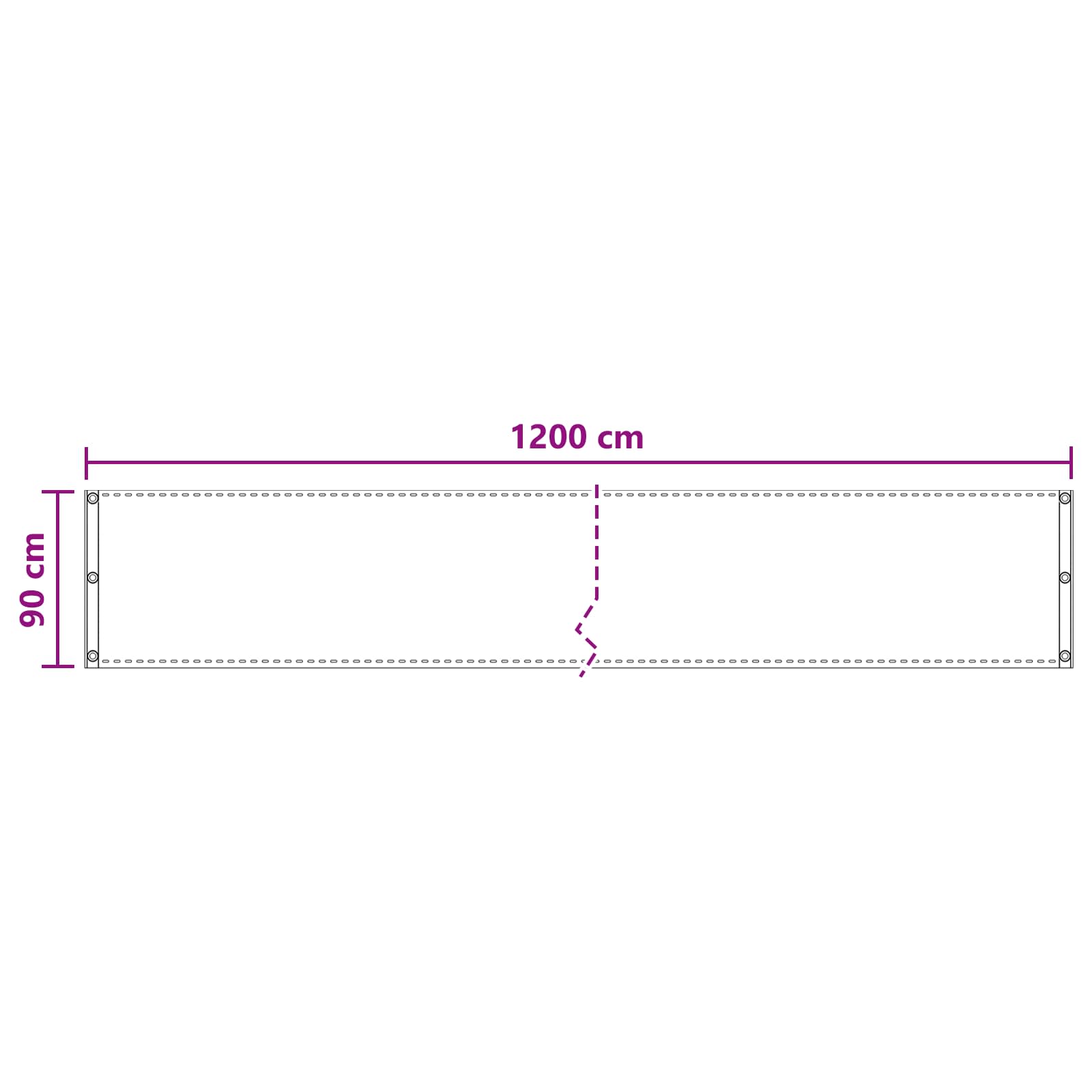 Balcony ekran Bijela 90 x 1200 cm HDPE i Aluminij