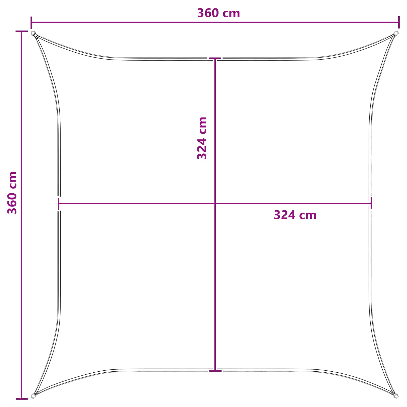 Jedrilica za sunčevu sjenu Antracit i bijelo 3,6 x 3,6 m HDPE