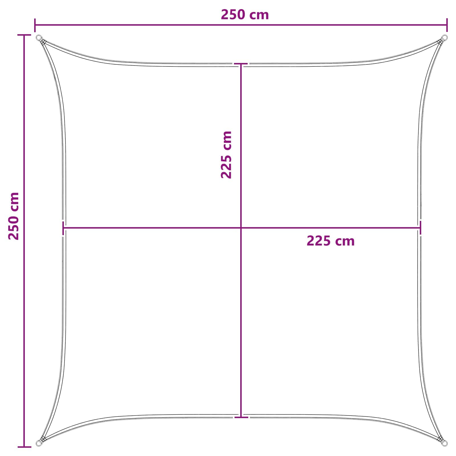 Jedrilica za sunčevu sjenu Žuta i bijela 2,5 x 2,5 m HDPE