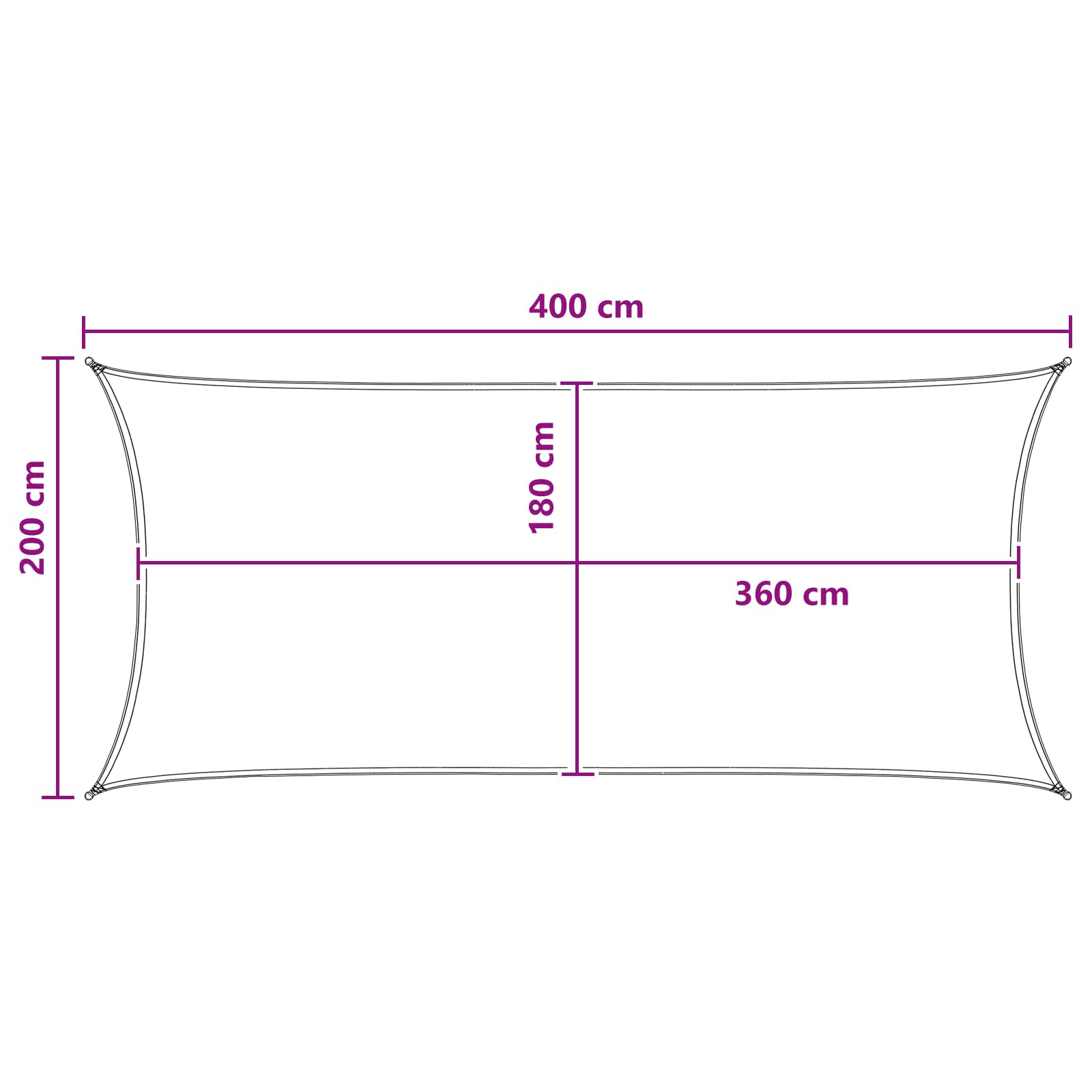 Jedrilica za sunčevu sjenu Žuta i bijela 2 x 4 m HDPE
