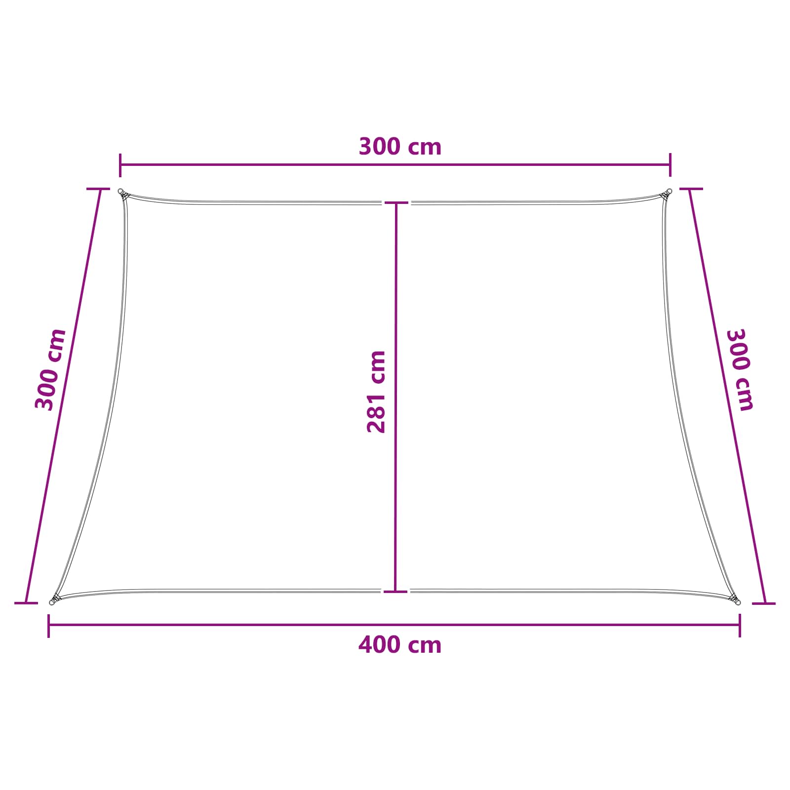 Jedrilica za sunčevu sjenu Žuta i bijela 3 / 4 x 3 m HDPE
