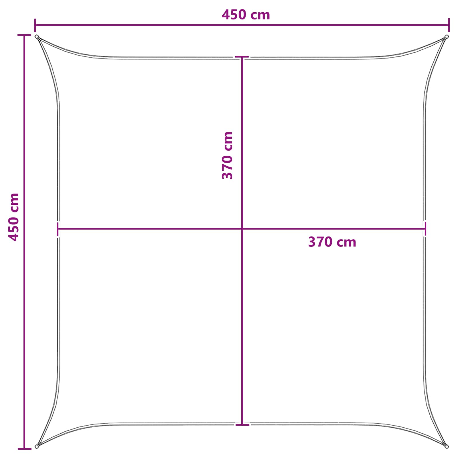 Jedrilica za sunčevu sjenu Svijetlo siva i bijela. 4,5 x 4,5 m