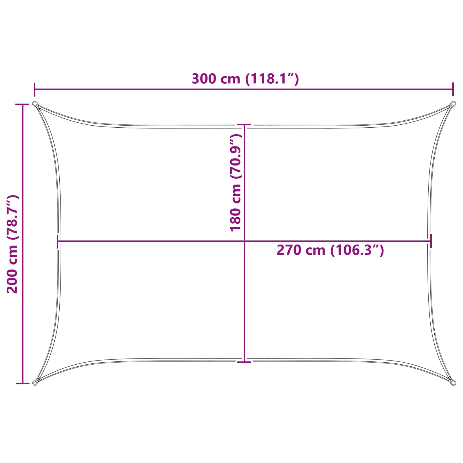Jedrilica za sunčevu sjenu Svijetlo siva i bijela. 2 x 3 m HDPE