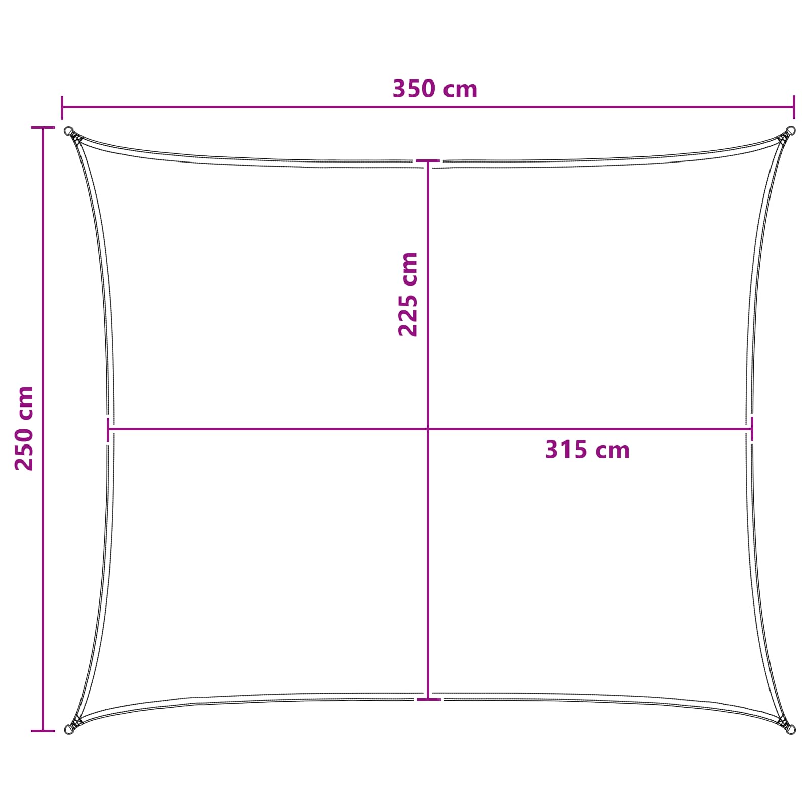Jedrilica za sunčevu sjenu Svijetlo siva i bijela. 2,5 x 3,5 m
