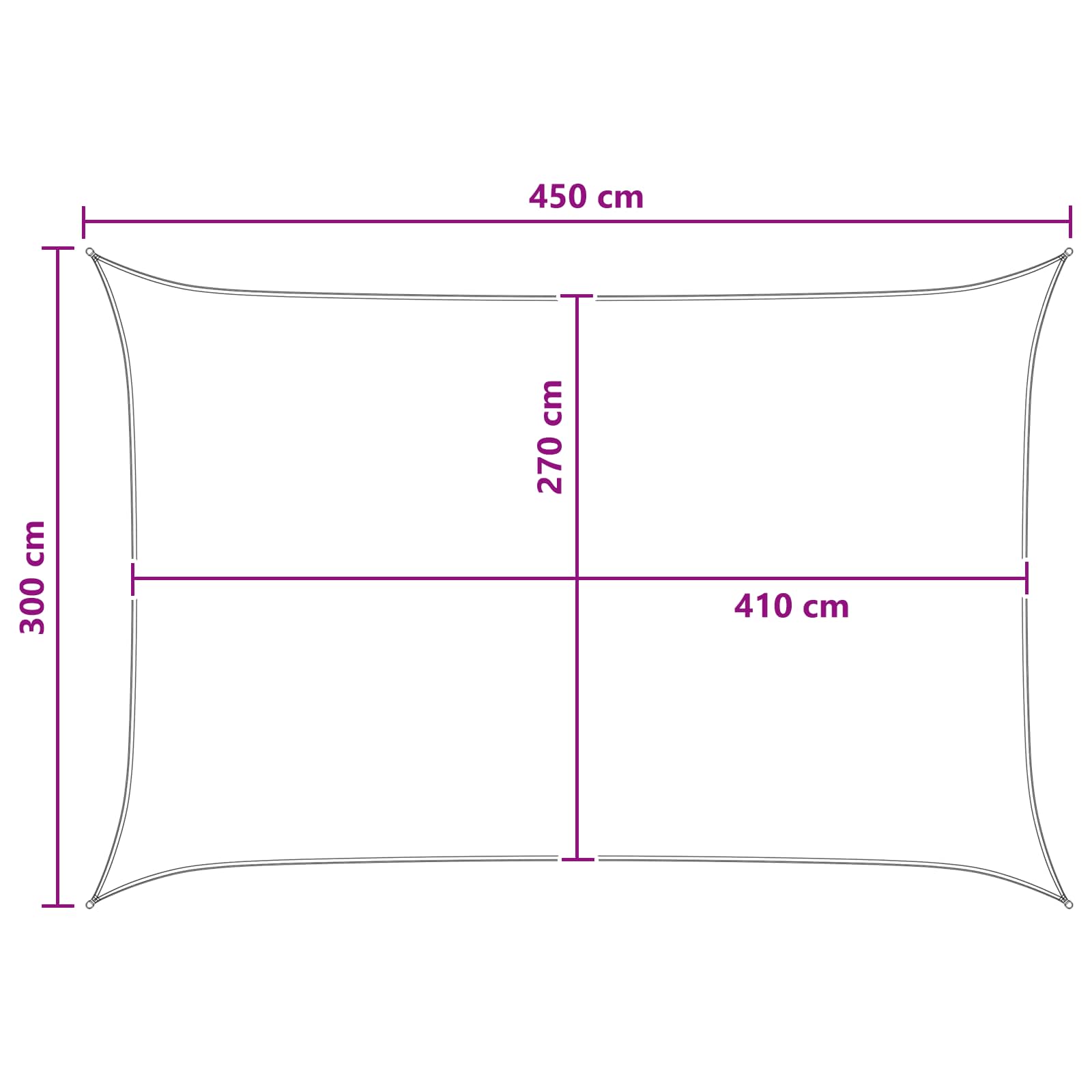 Jedrilica za sunčevu sjenu Svijetlo siva i bijela. 3 x 4,5 m