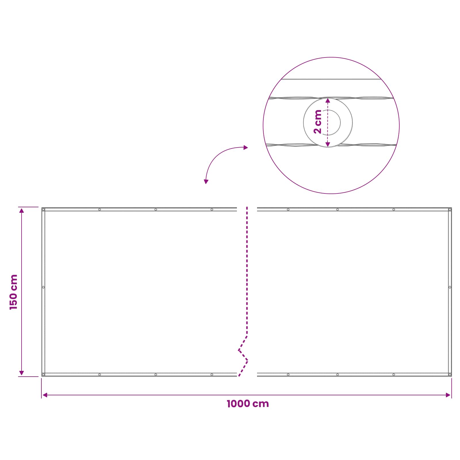 Zaslon za privatnost na balkonu 150 x 1000 cm