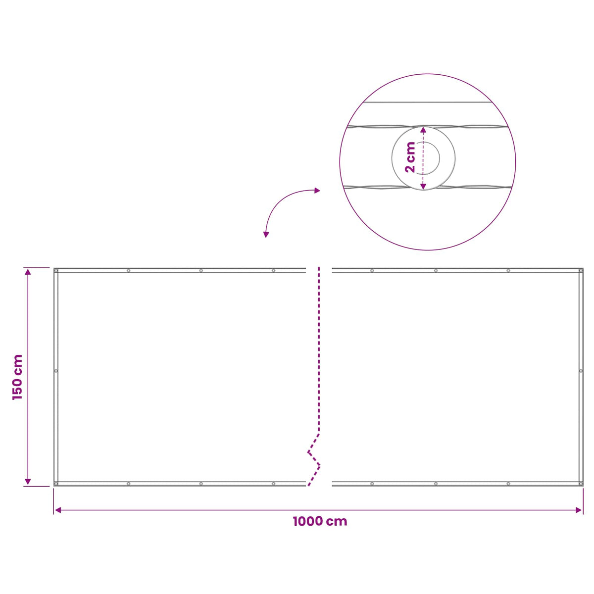 Zaslon za privatnost na balkonu 150 x 1000 cm
