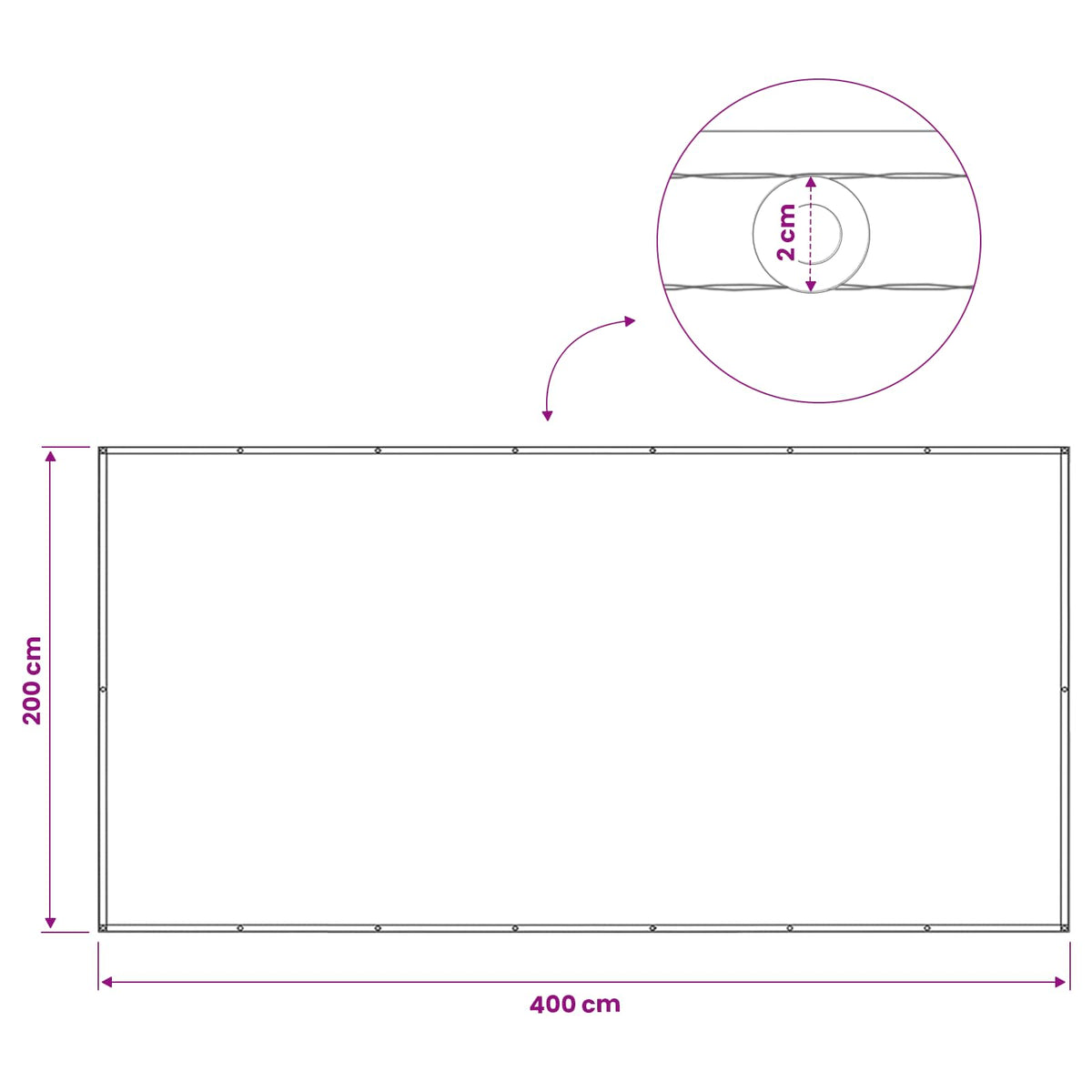 Zaslon za privatnost na balkonu 200 x 400 cm Crvena