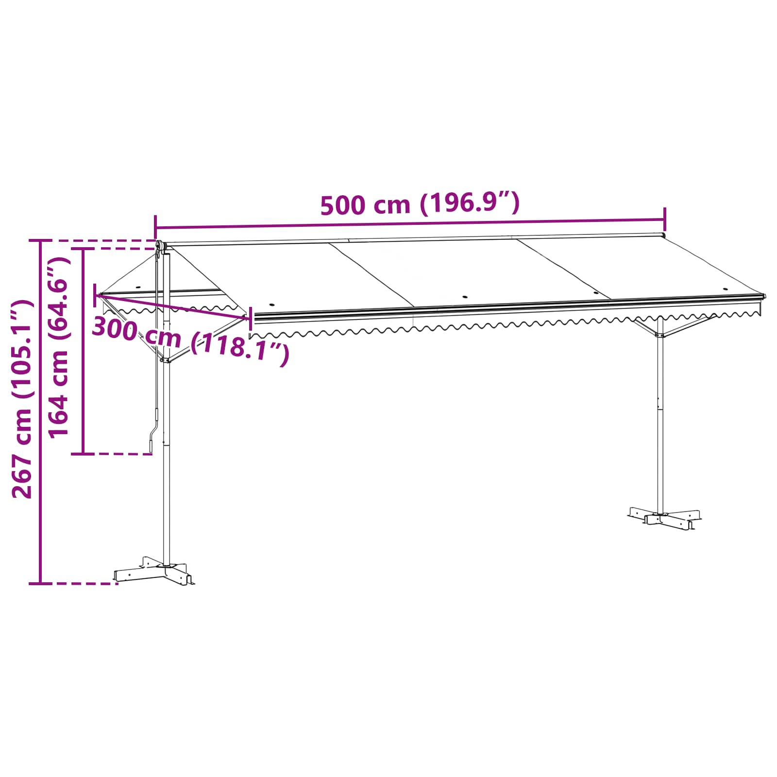 Samostojeća tend Siva 5 x 3 m Poliester