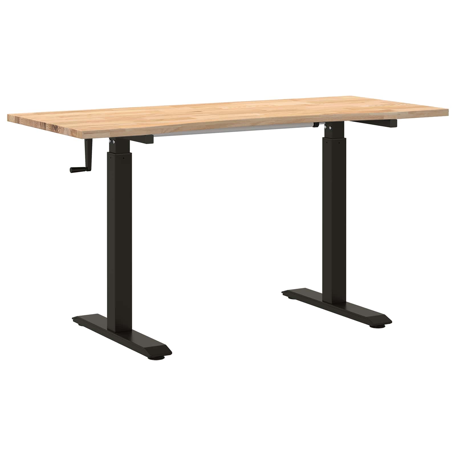 Stol Crna i prirodna 140 x 60 cm Čvrsto Hrastovo Drvo