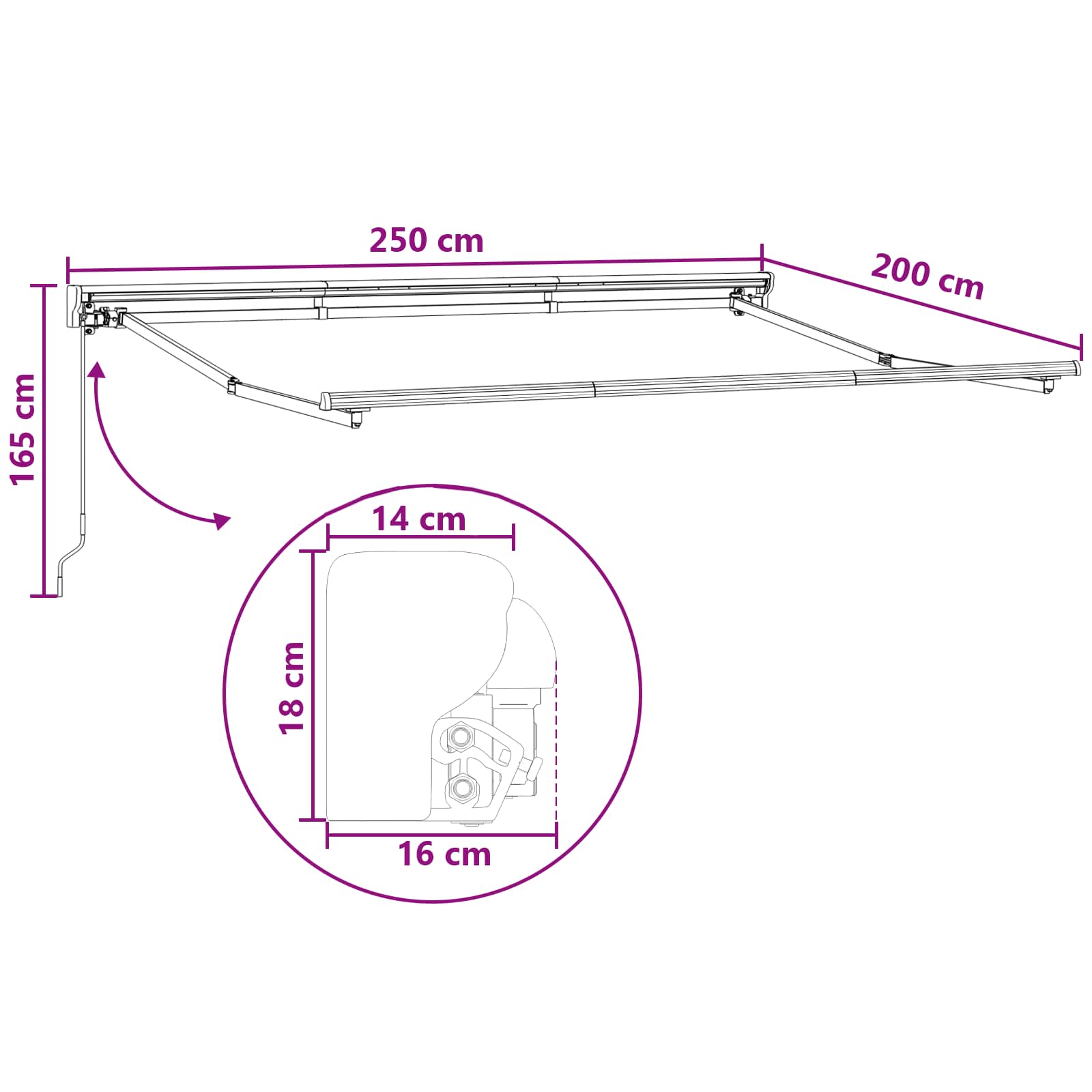 Povlačivi tende Pijesak 2,5 x 2 m Poliester i aluminij