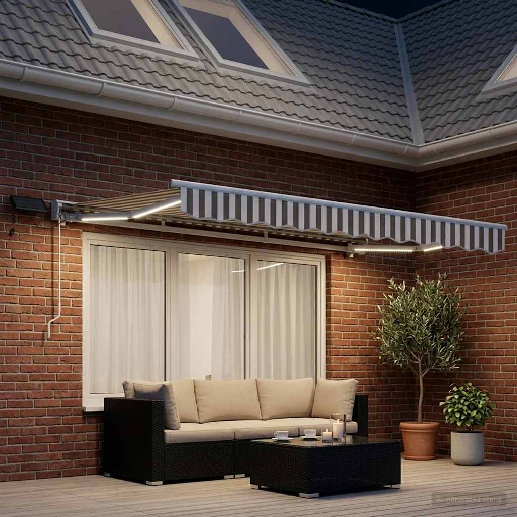 Ručni okvir tende s LED-ima Svijetlo siva i bijela. 3 x 2,5 m