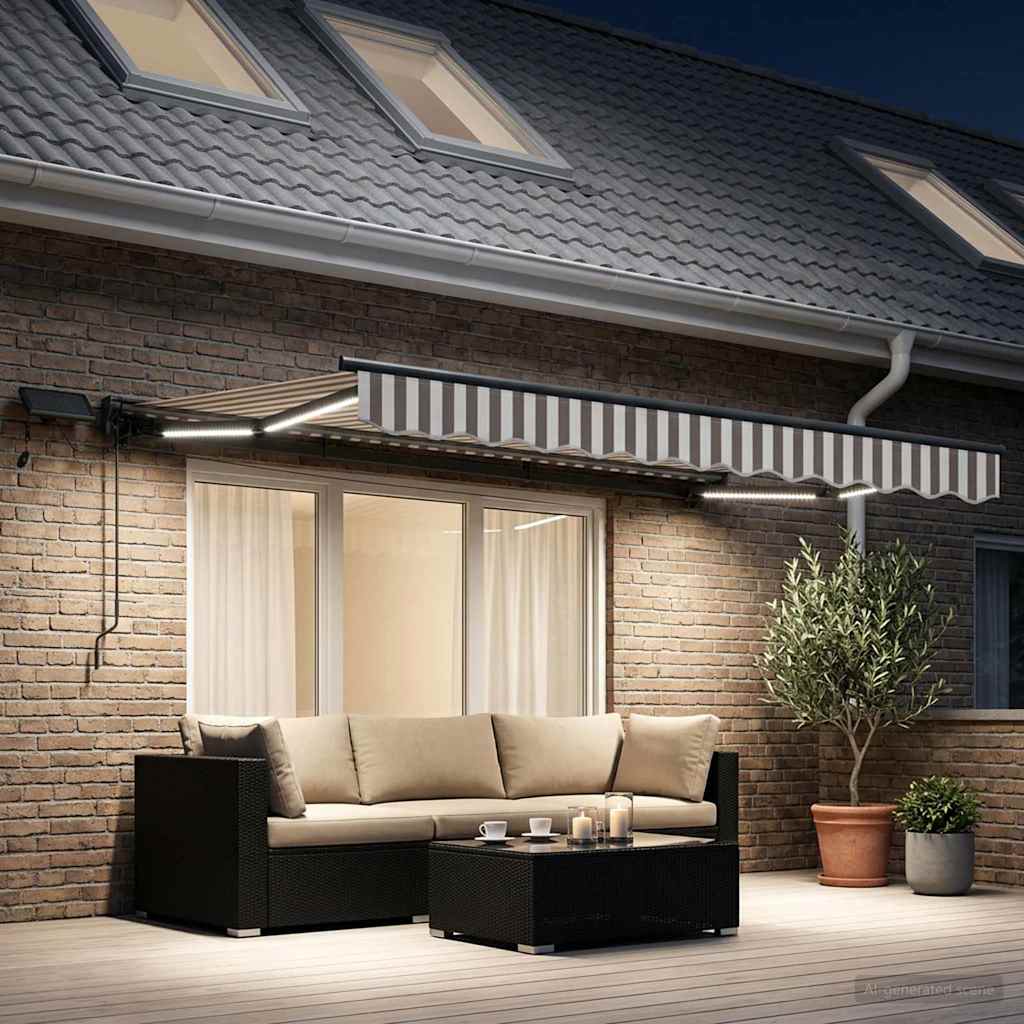 Ručni okvir tende s LED-ima Svijetlo siva i bijela. 3,5 x 2,5 m