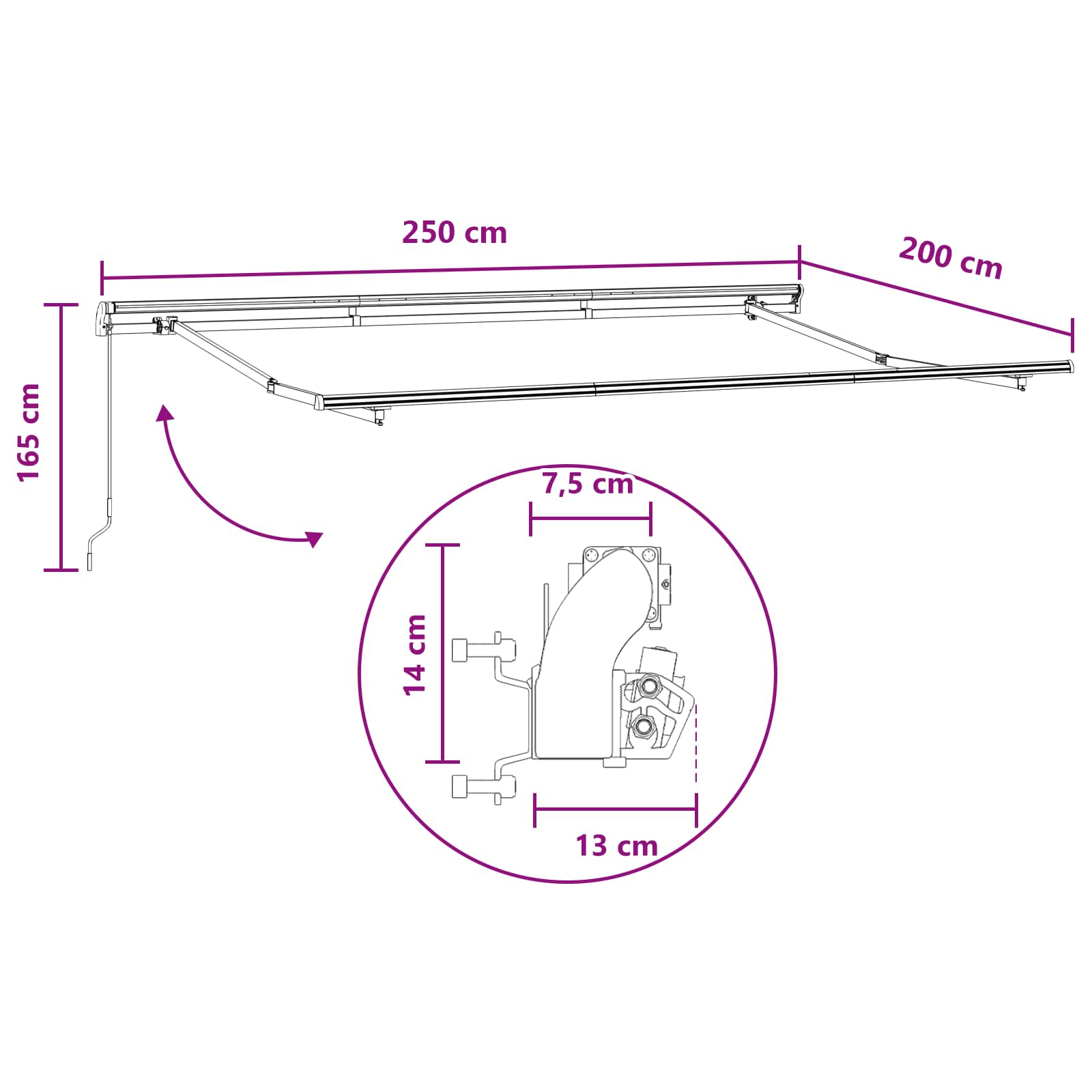 Skrovita tenda Sivosmeđa 2,5 x 2 m tkanina