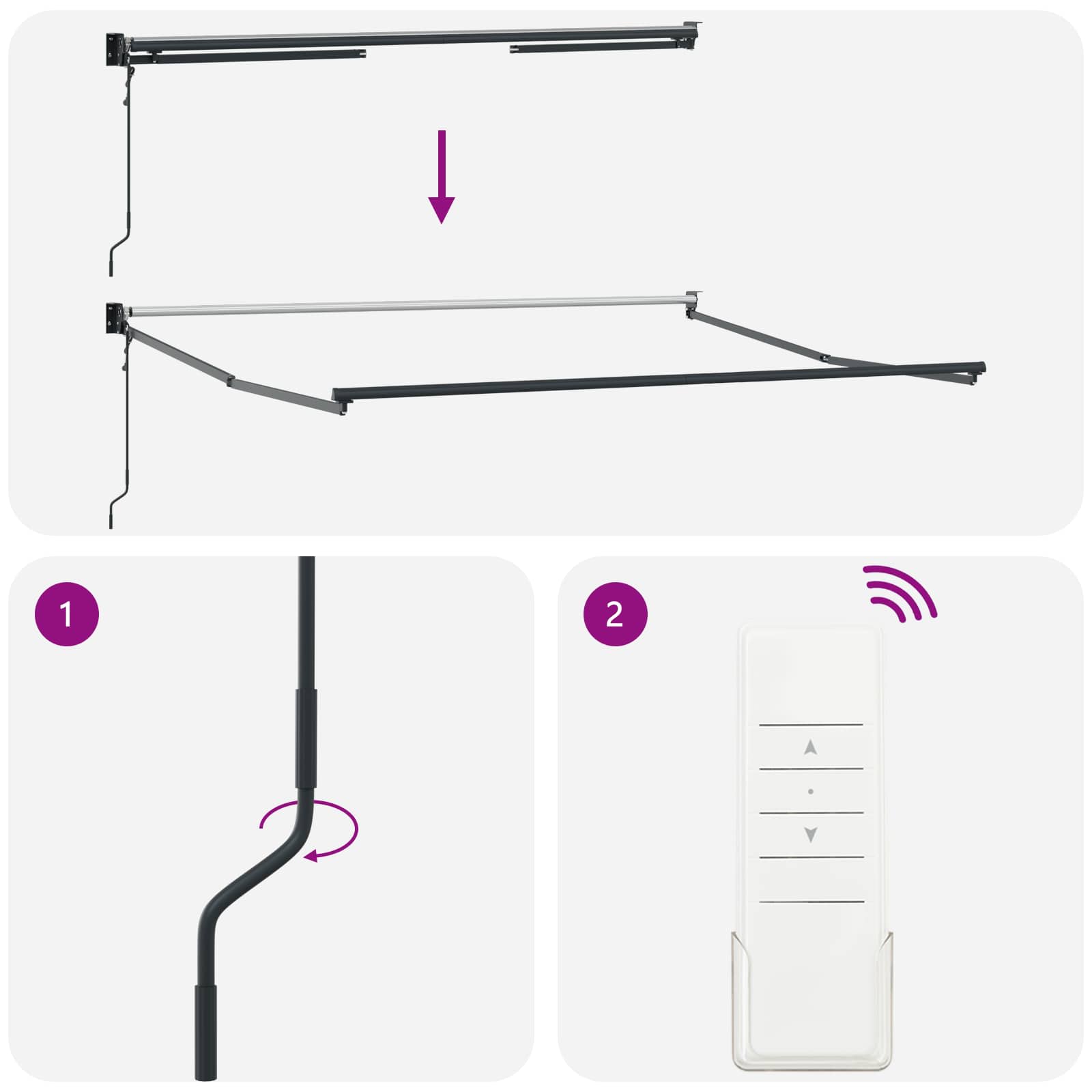 Električna retraktabilna tenda Svijetlo siva i bijela.
