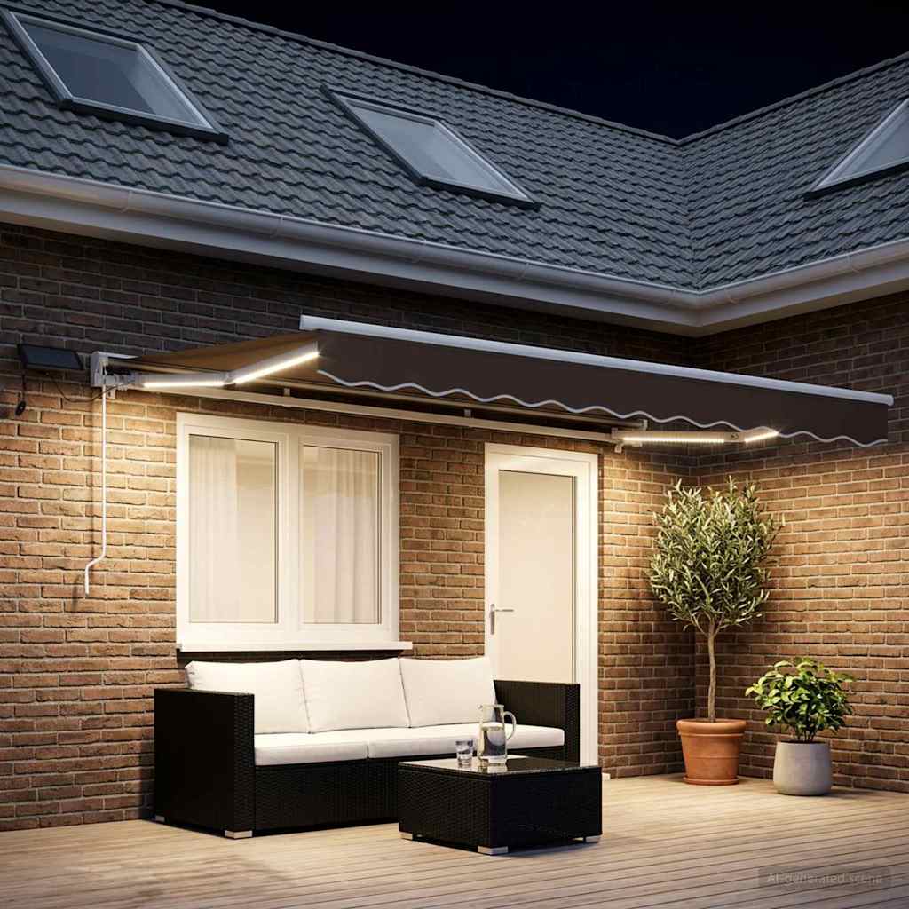 Ručni okvir tende s LED-ima Sivosmeđa 5 x 3 m