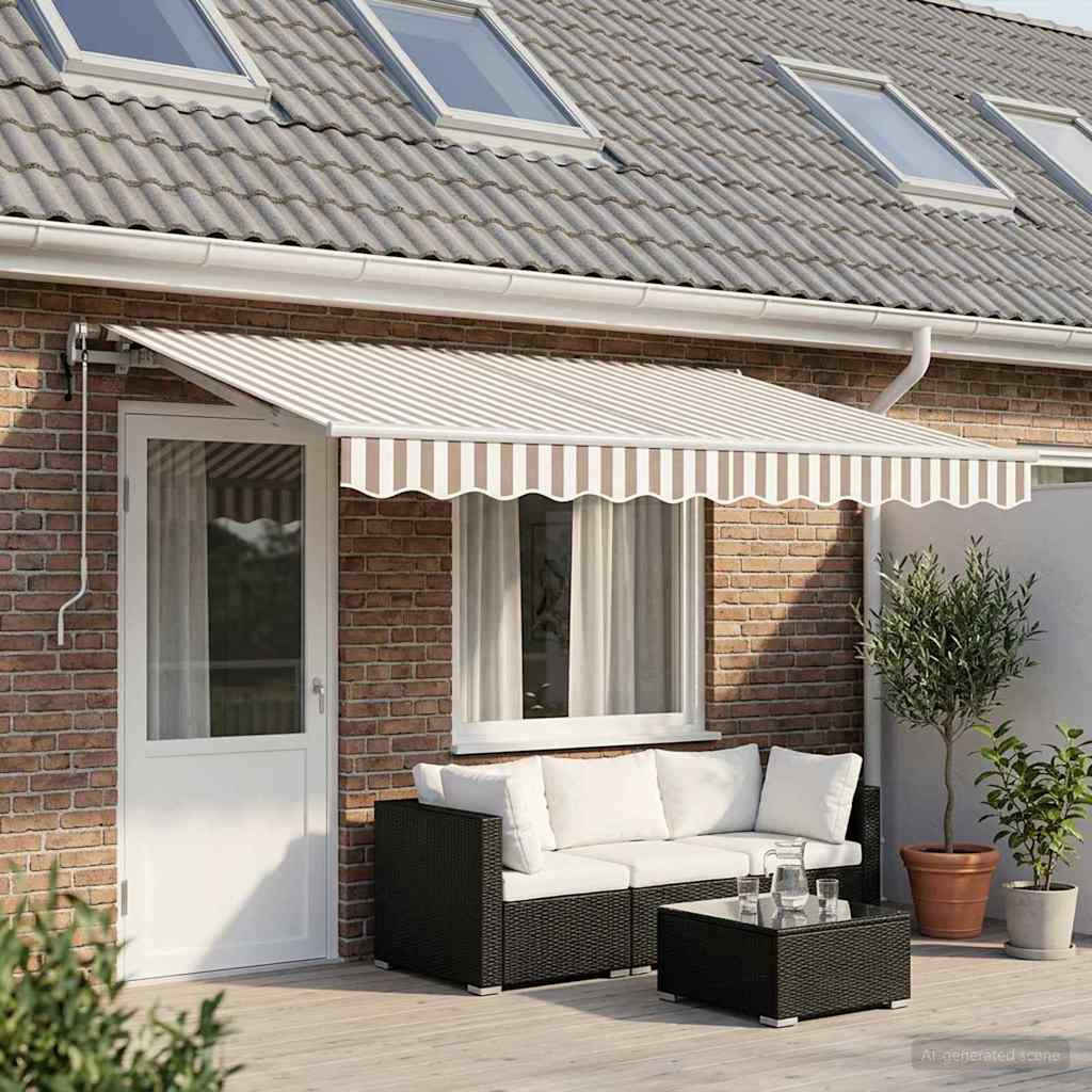 Povlačivi tende Svijetlo siva i bijela. 600 × 350 cm