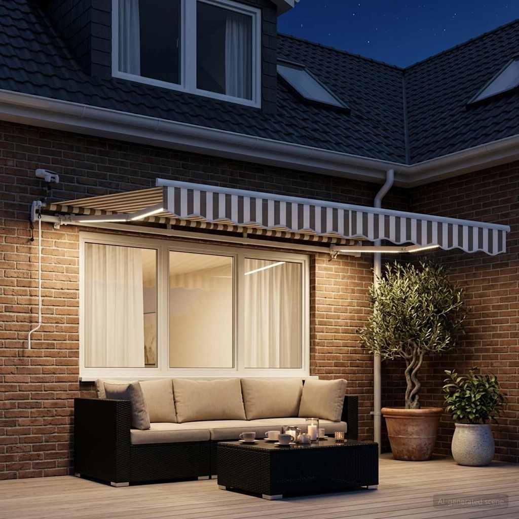 Povlačivi tende Svijetlo siva i bijela. 350 x 250 cm Poliester