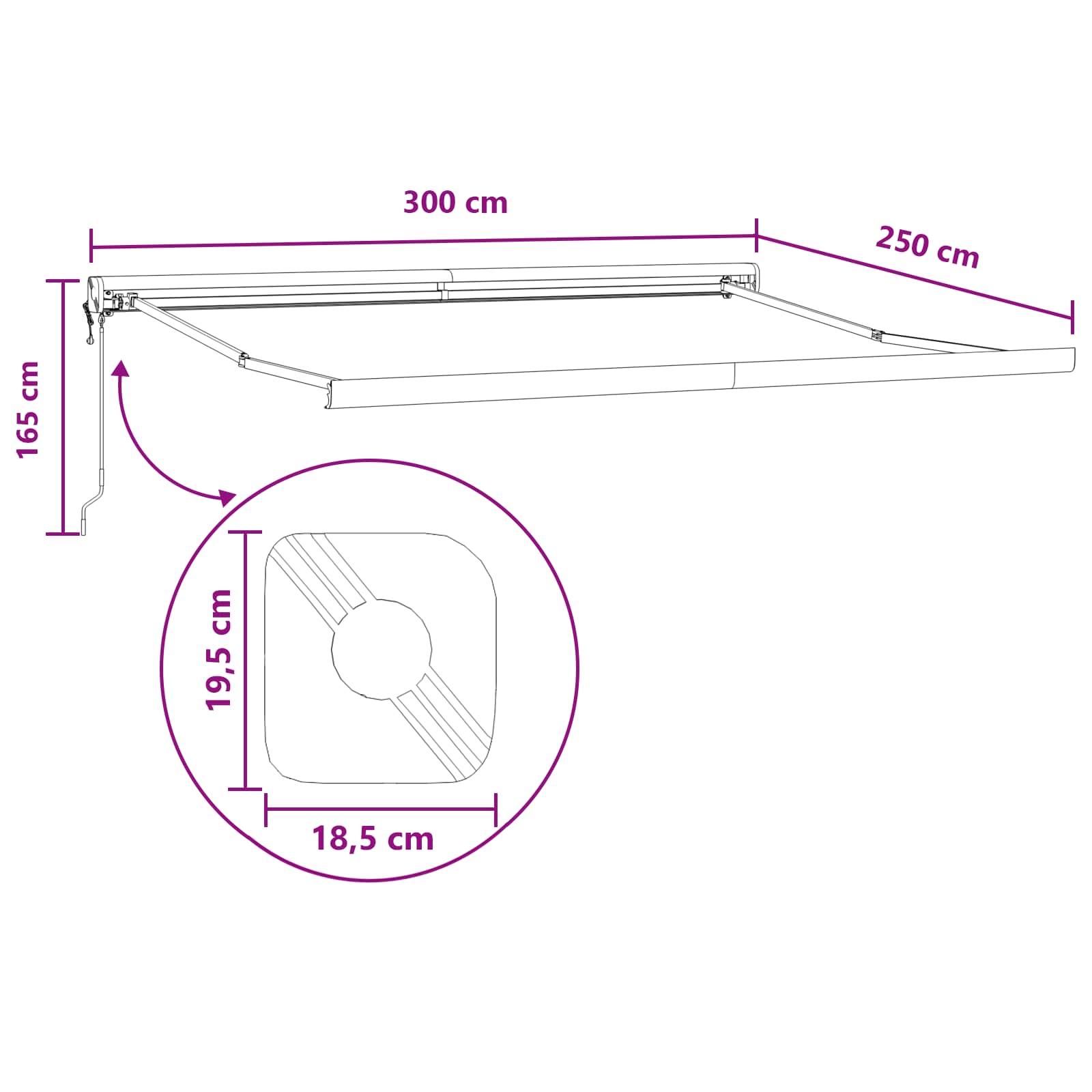 Povlačivi tende Sivosmeđa 300 x 250 cm Tkanina i Metal