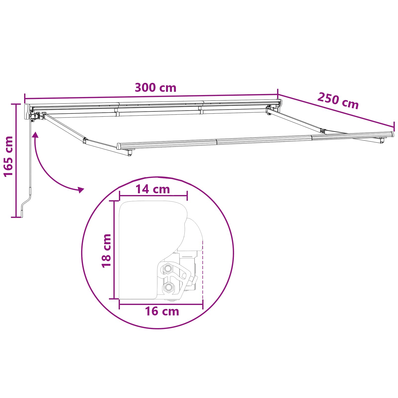 Ručni okvir tende s LED-ima Sivosmeđa 3 x 2,5 m