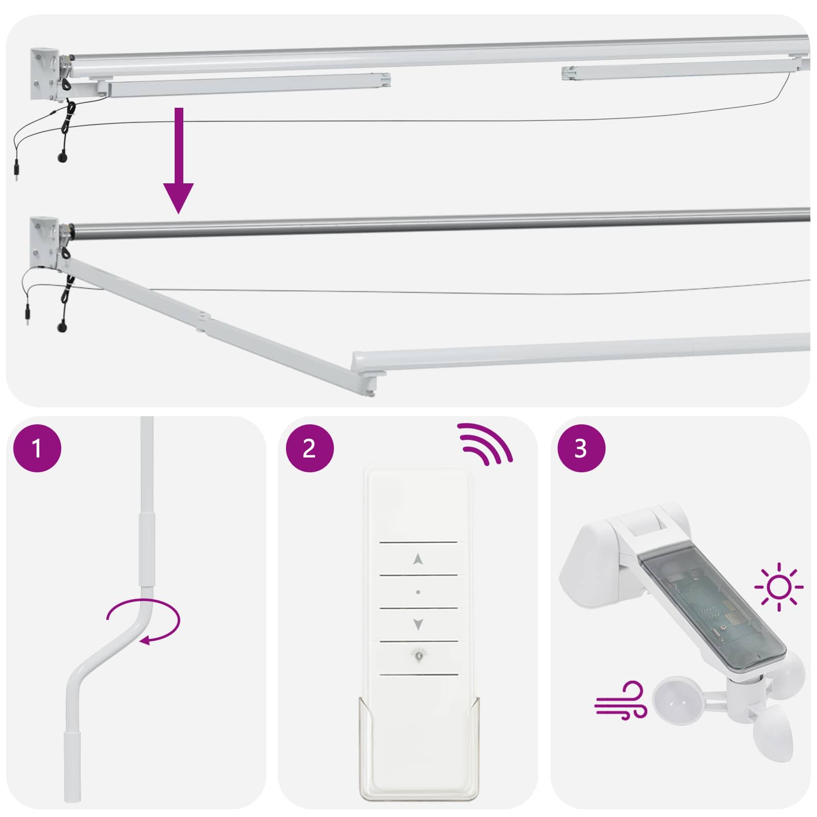 Električna retraktabilna tenda Sivosmeđa