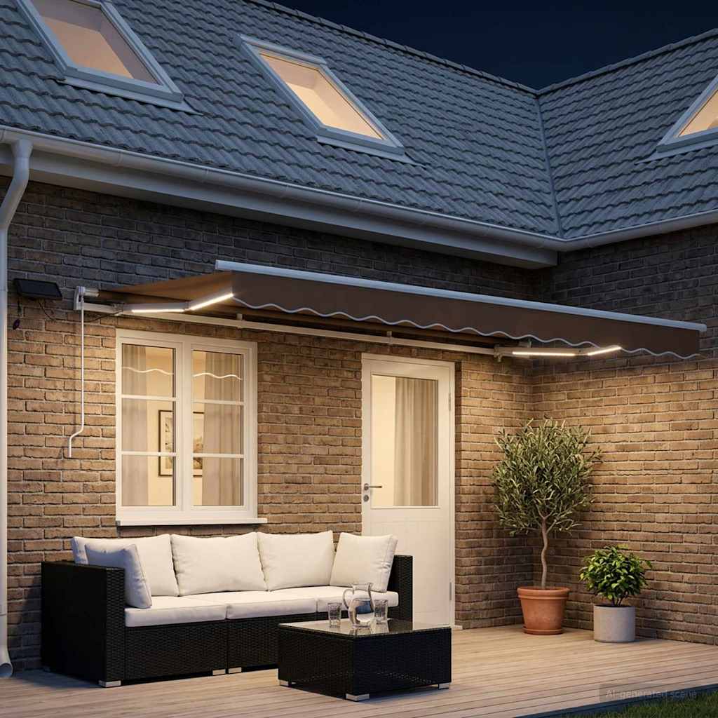 Povlačivi tende Sivosmeđa 600 × 350 cm Tkanina i Aluminij
