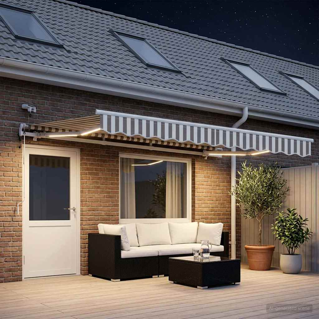 Tkanina za tende Svijetlo siva i bijela. 500 × 300 cm Poliester