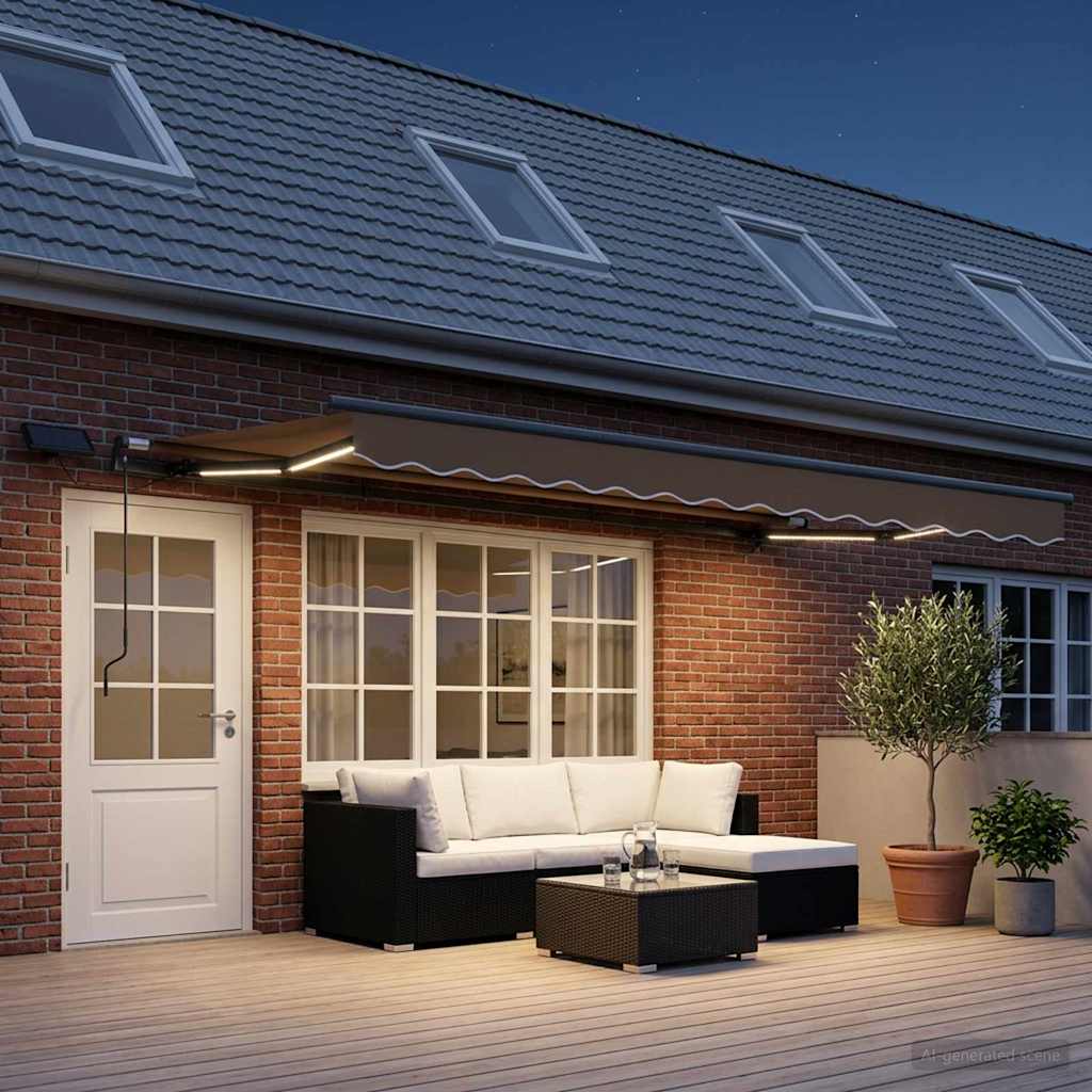 Povlačivi tende Sivosmeđa 600 × 350 cm Tkanina i Aluminij