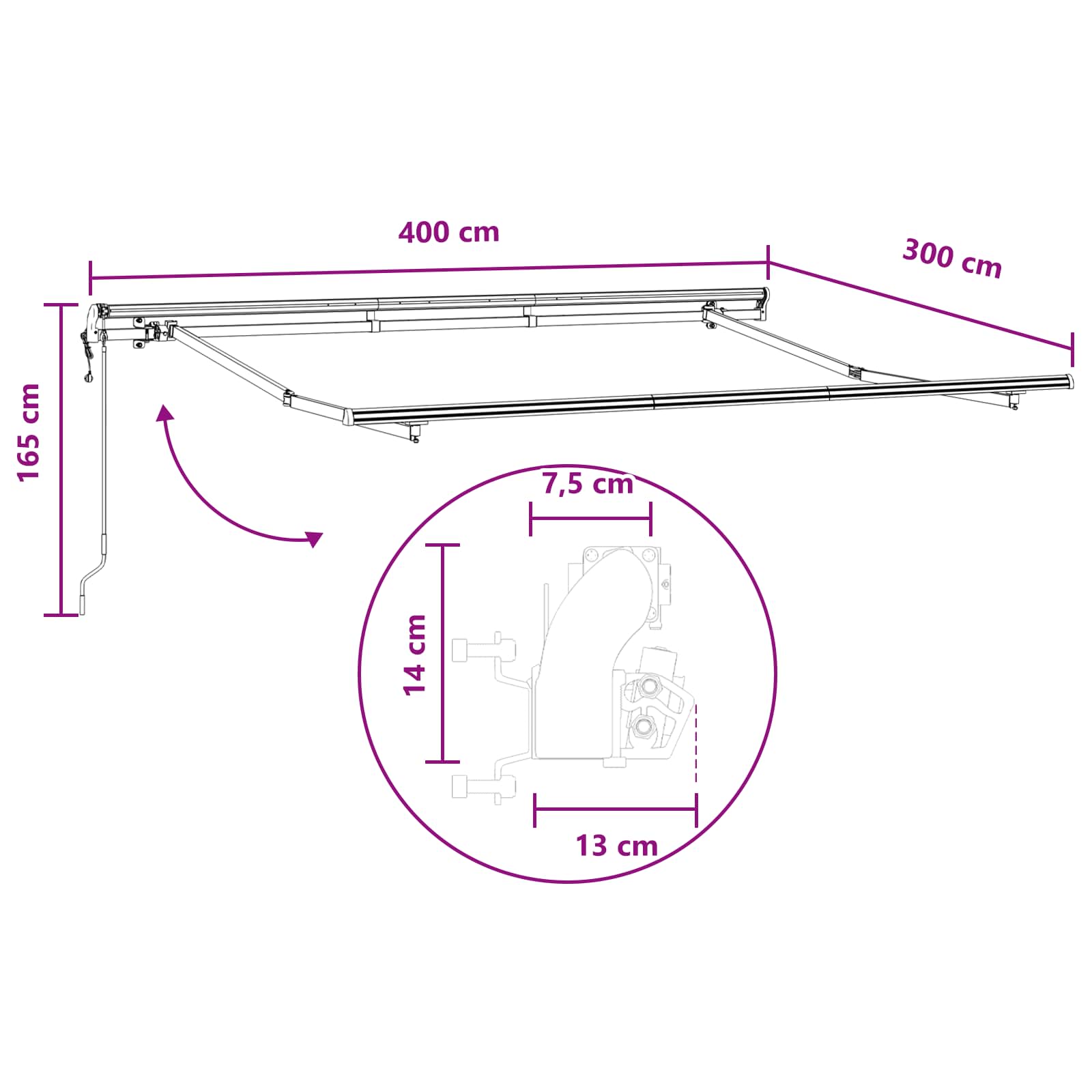 Povlačivi tende Sivosmeđa 400 × 300 cm Tkanina i Aluminij