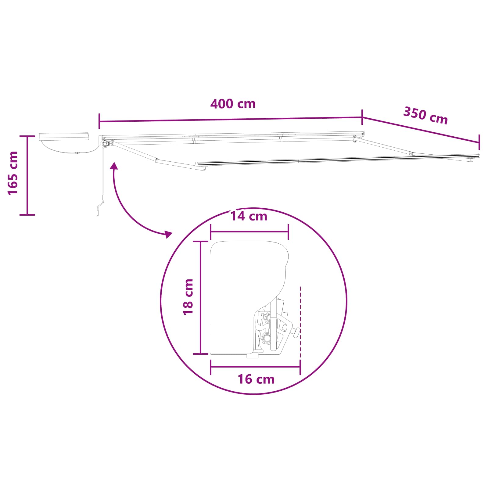 Električna retraktabilna tenda Pijesak 4 × 3,5 m