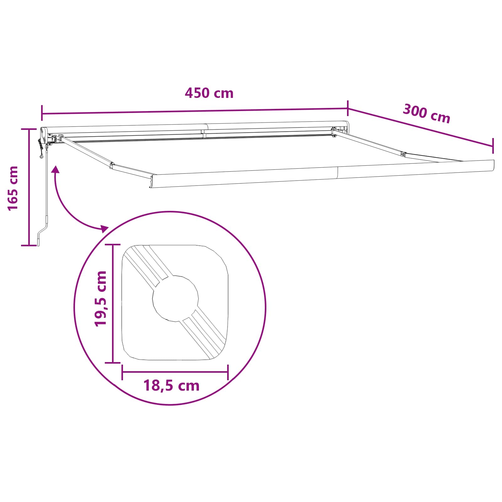 Povlačivi tende Pijesak 450 × 300 cm Tkanina i Metal