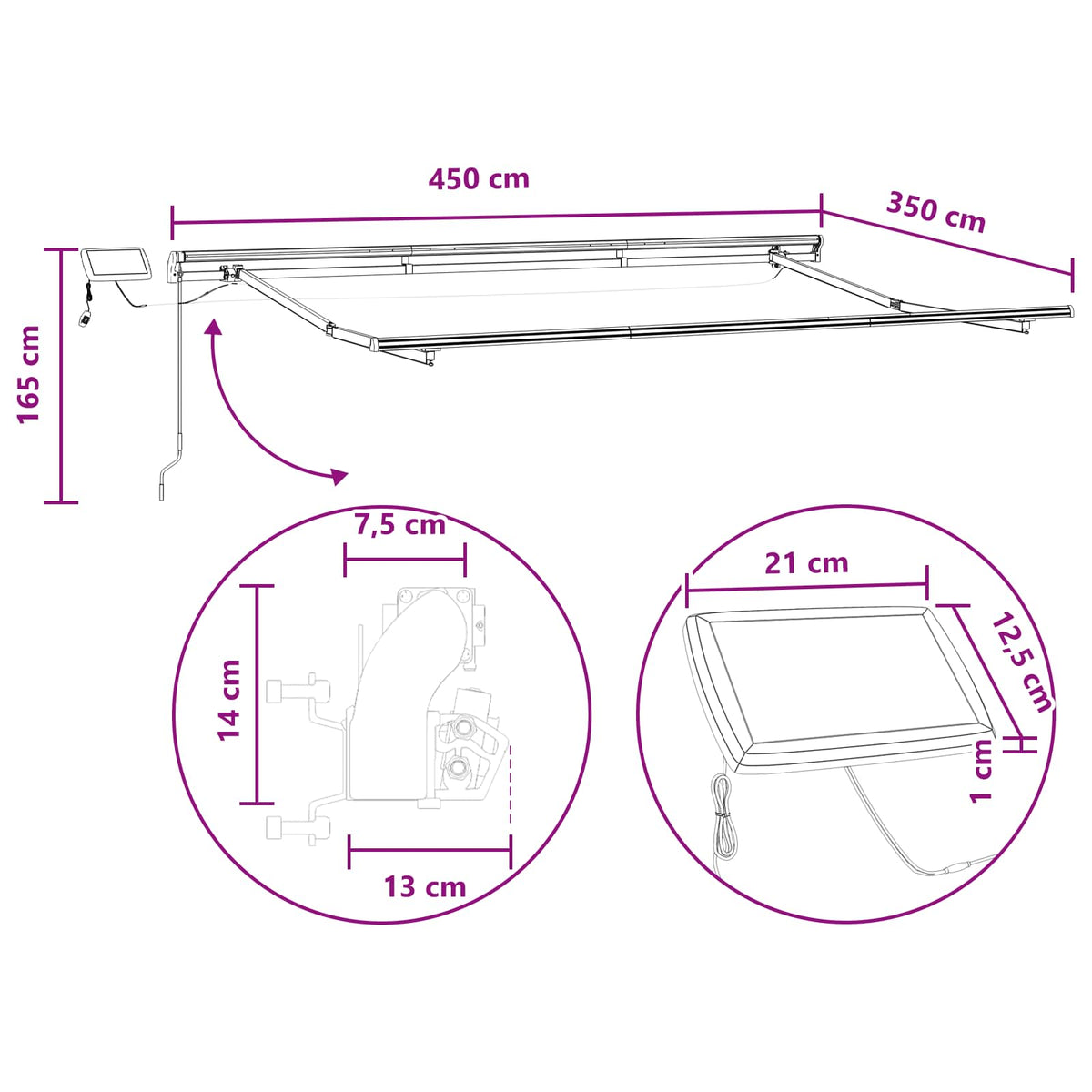 Povlačivi tende Pijesak 450 × 350 cm Tkanina i Aluminij
