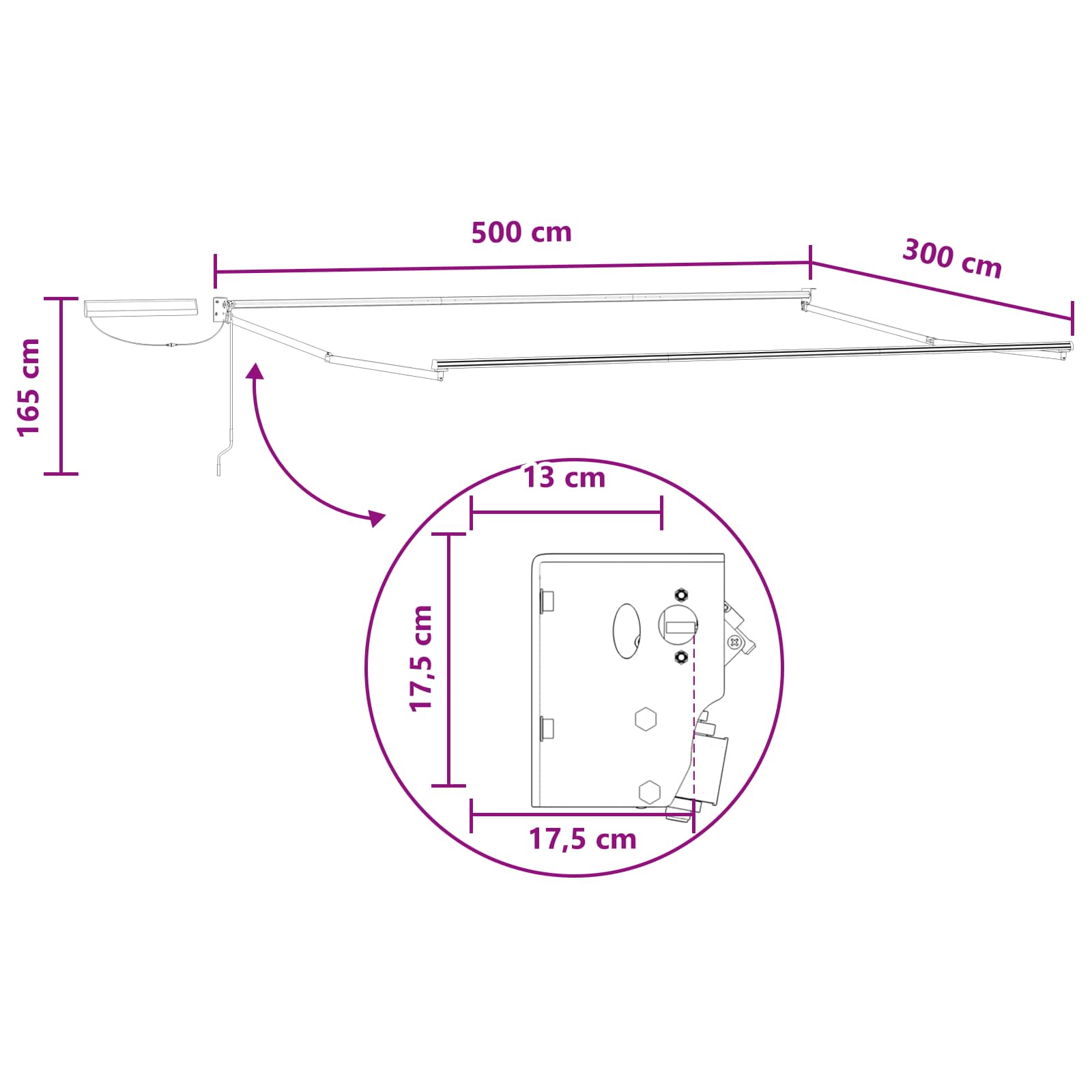 Električna retraktabilna tenda Pijesak 5 x 3 m