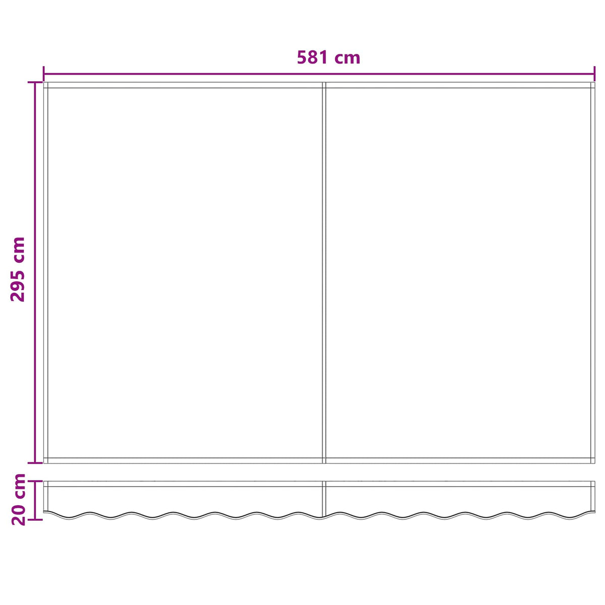 Povlačivi tende Svijetlo siva i bijela. 600 × 300 cm