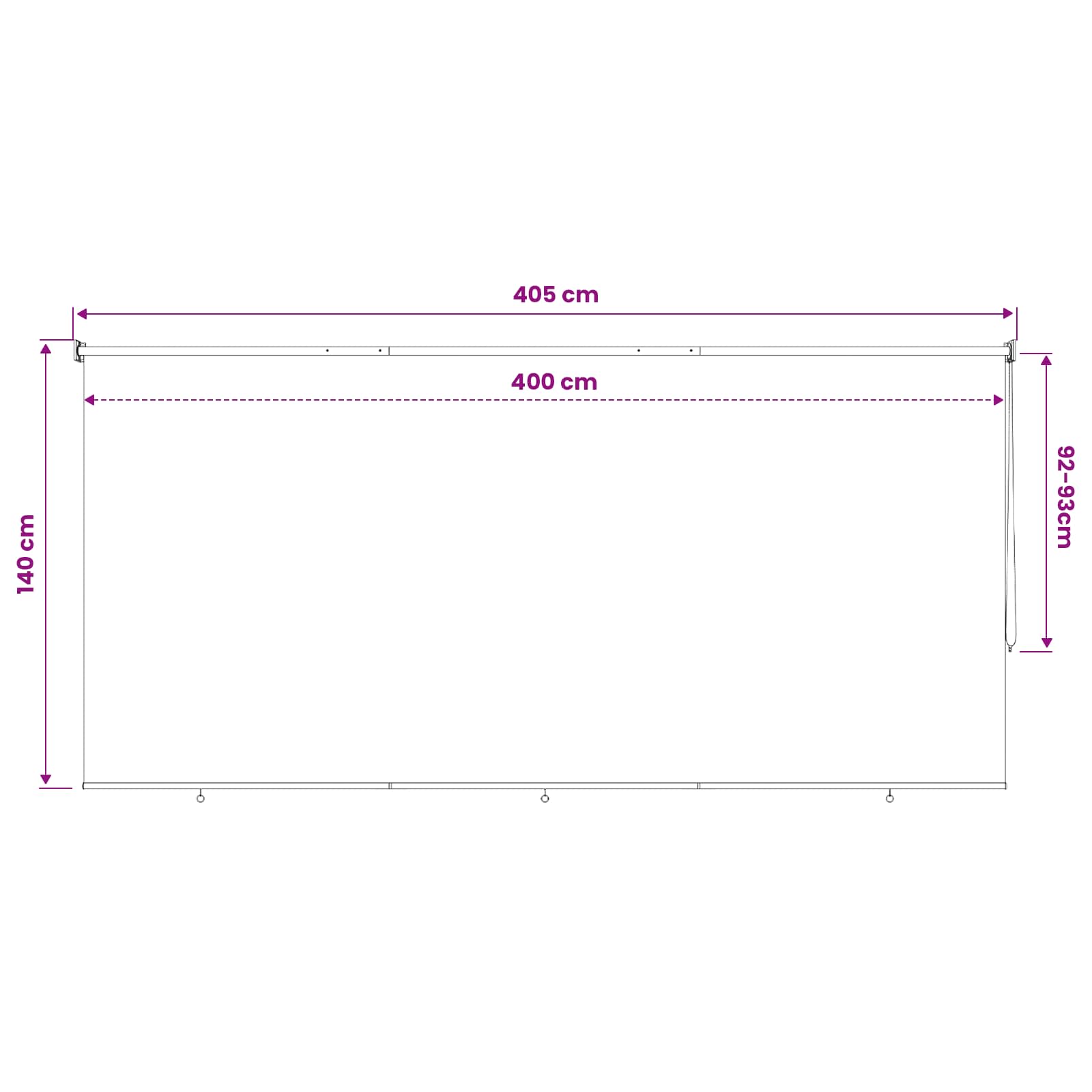 Vanjska roleta 90% blokada UV zraka Tamnozelena 400 x 140 cm