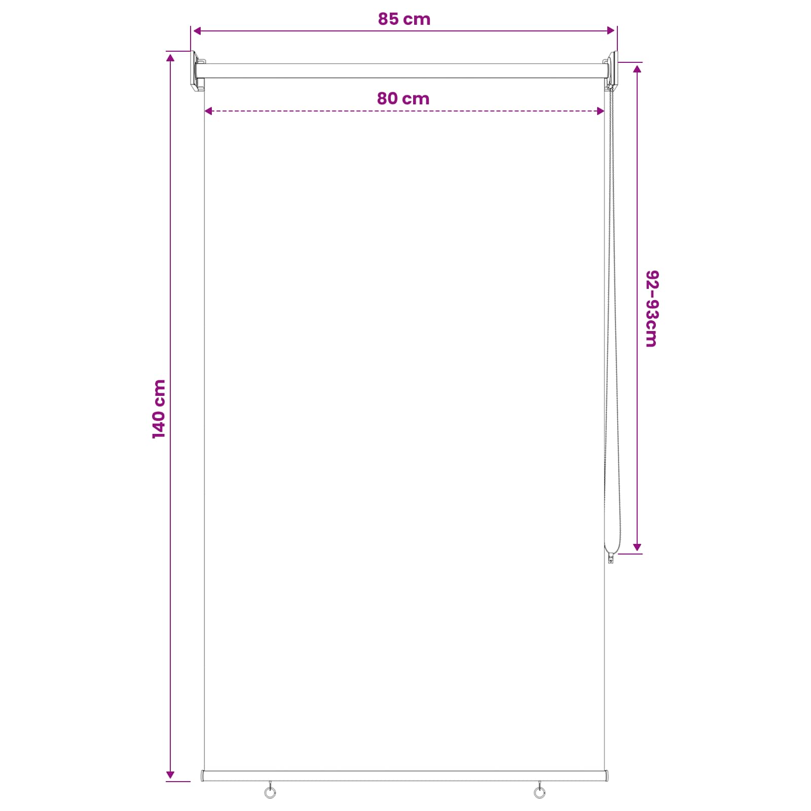Vanjska roleta 90% blokada UV zraka Crna 80 x 140 cm HDPE