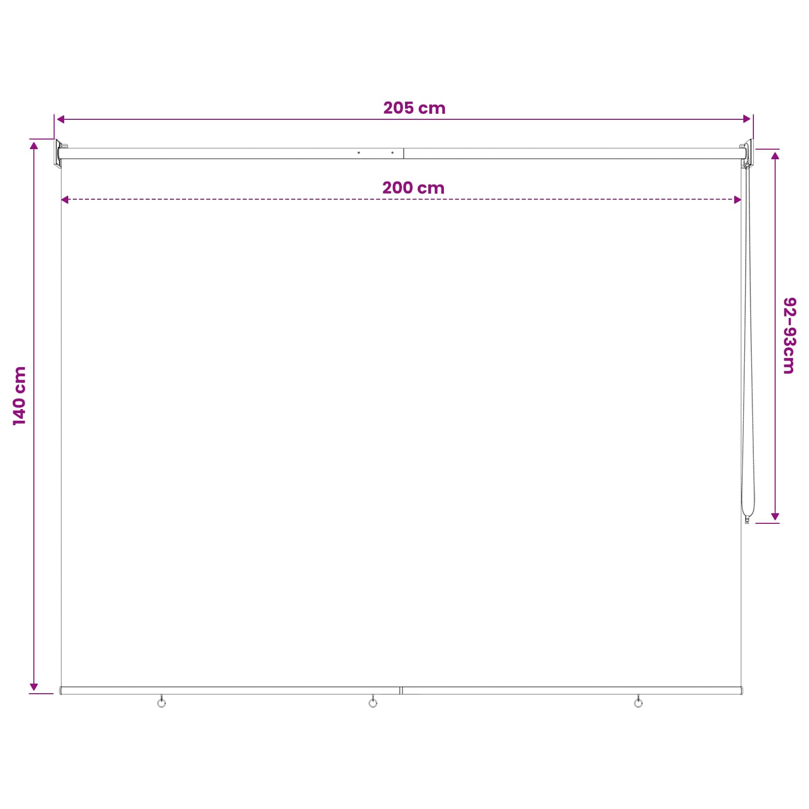 Vanjska roleta 90% blokada UV zraka Crna 200 x 140 cm HDPE