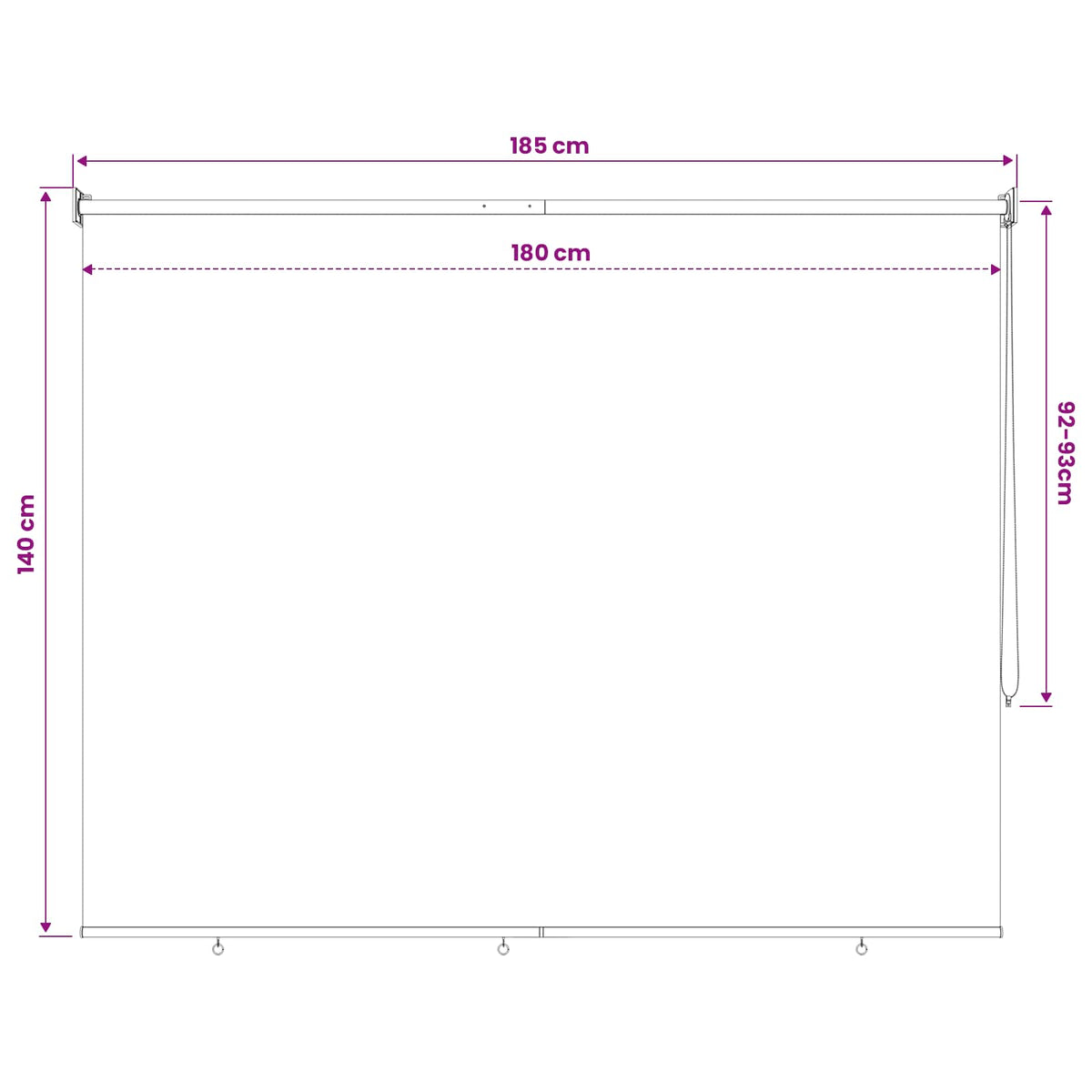 Vanjska roleta 90% blokada UV zraka Svjetlosiva 180 x 140 cm