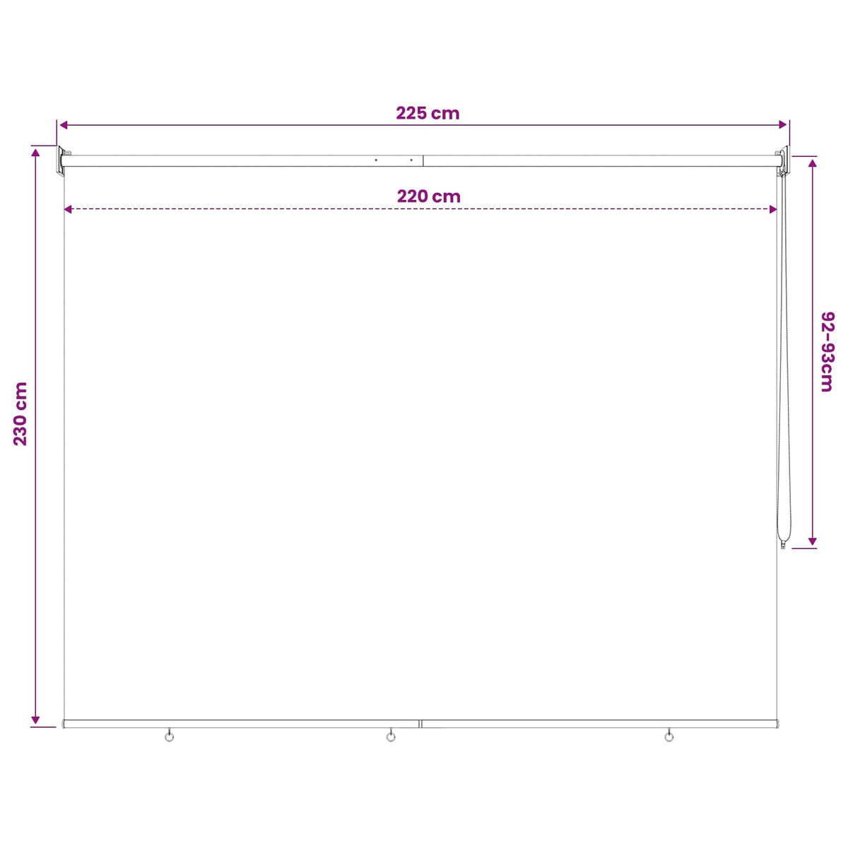 Vanjska roleta 90% blokada UV zraka Svjetlosiva 220 x 230 cm