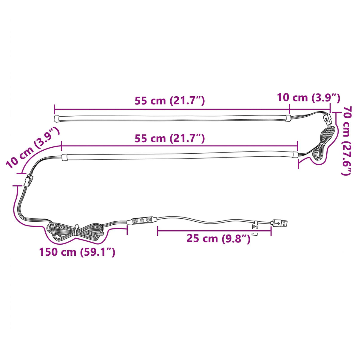 LED traka 110 cm Šareni PVC