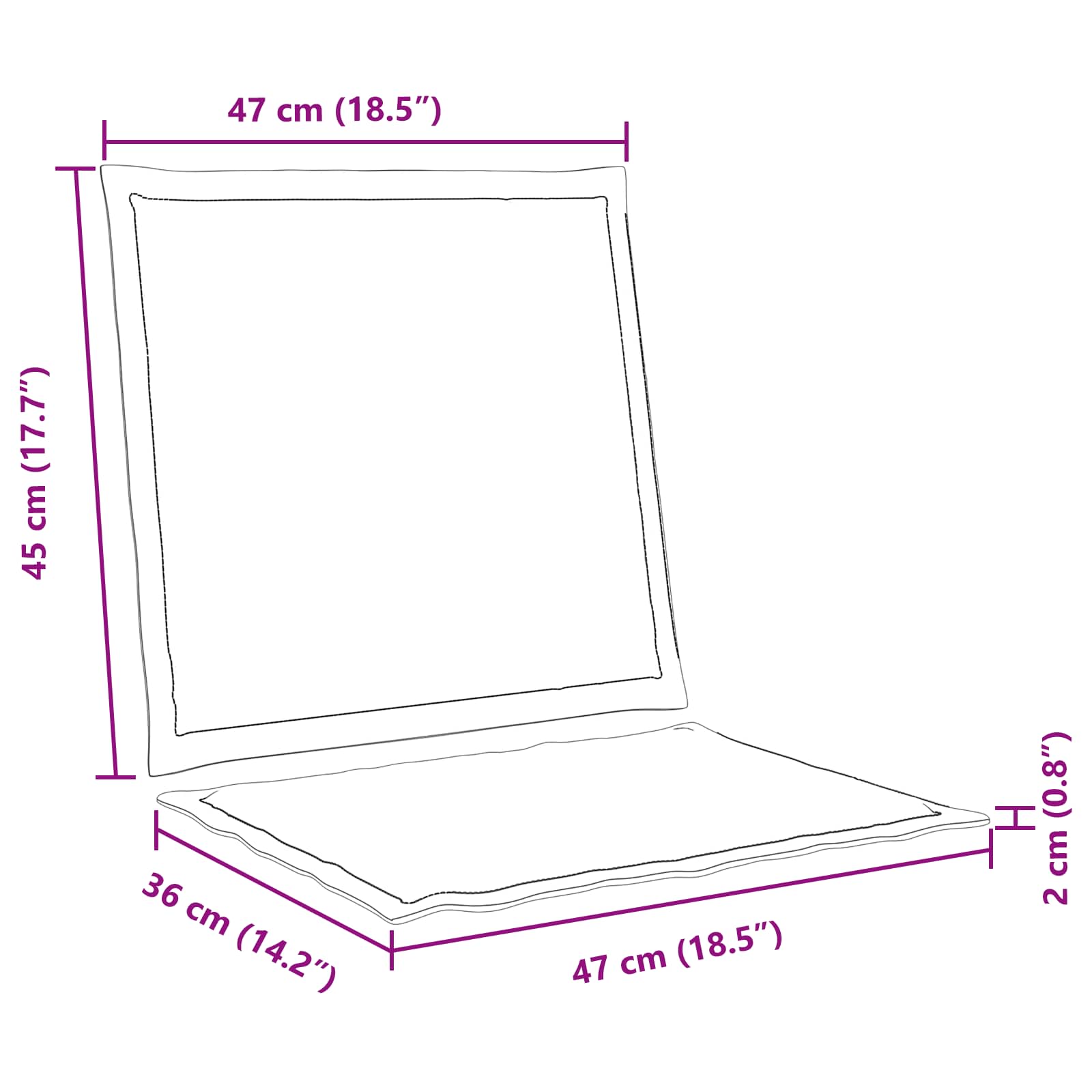 Jastučići za sjedenje i leđa 4 pcs Antracit 47 x 45 x 2 cm