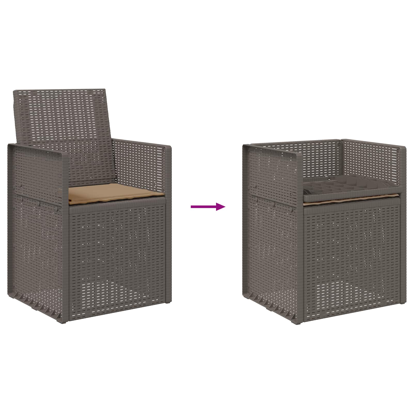 Vrtne stolice za blagovanje 2 pcs Svijetlosiva i taupe PP
