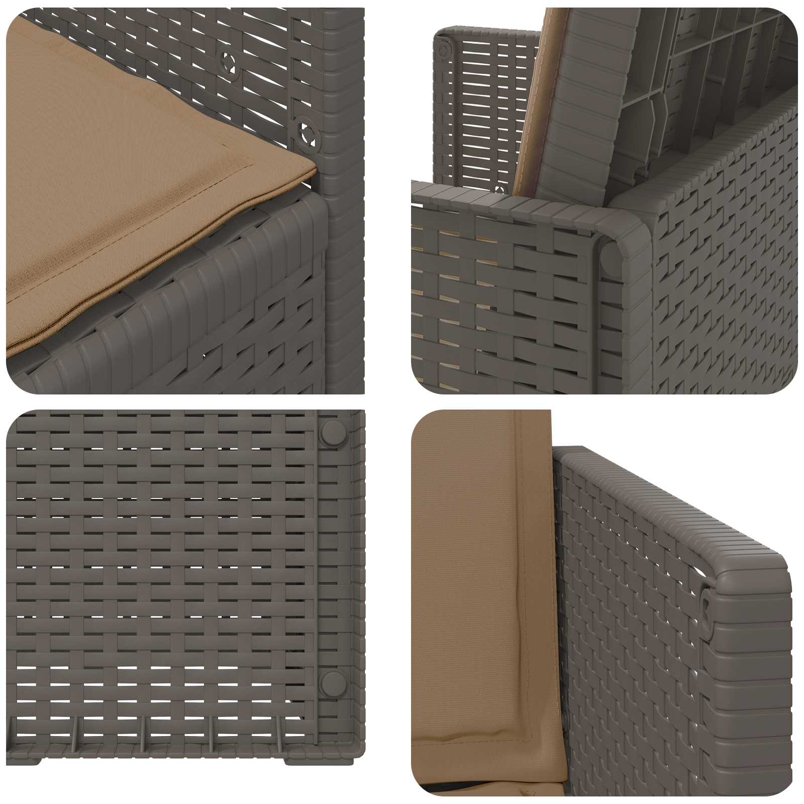 Vrtne stolice za blagovanje 2 pcs Svijetlosiva i taupe PP