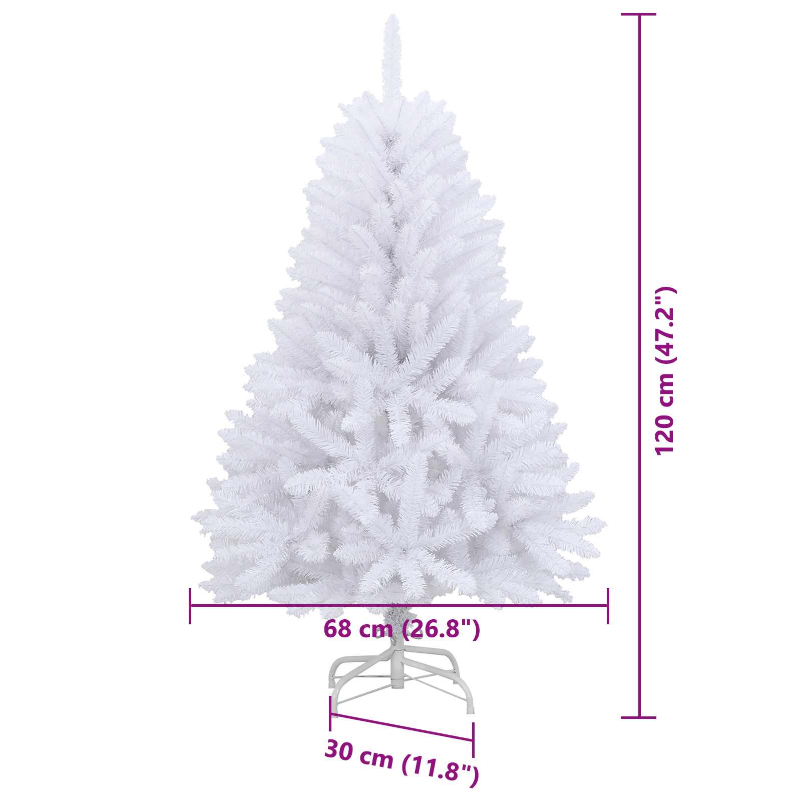 Umjetno božićno drvce s nogom Bijela 120 cm PVC i čelik